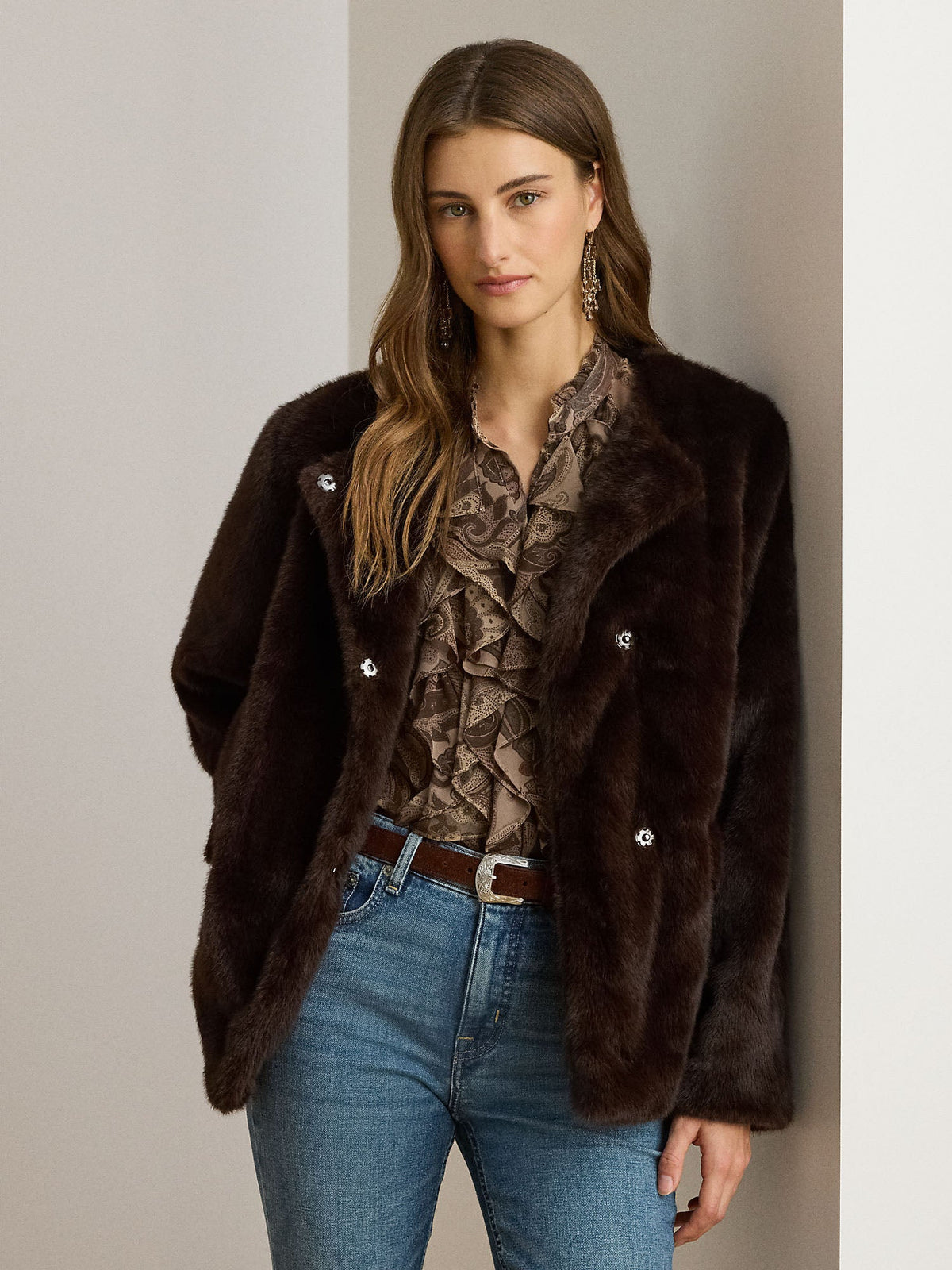 Lauren Ralph Lauren Fx Mink Giacca Donna Marrone