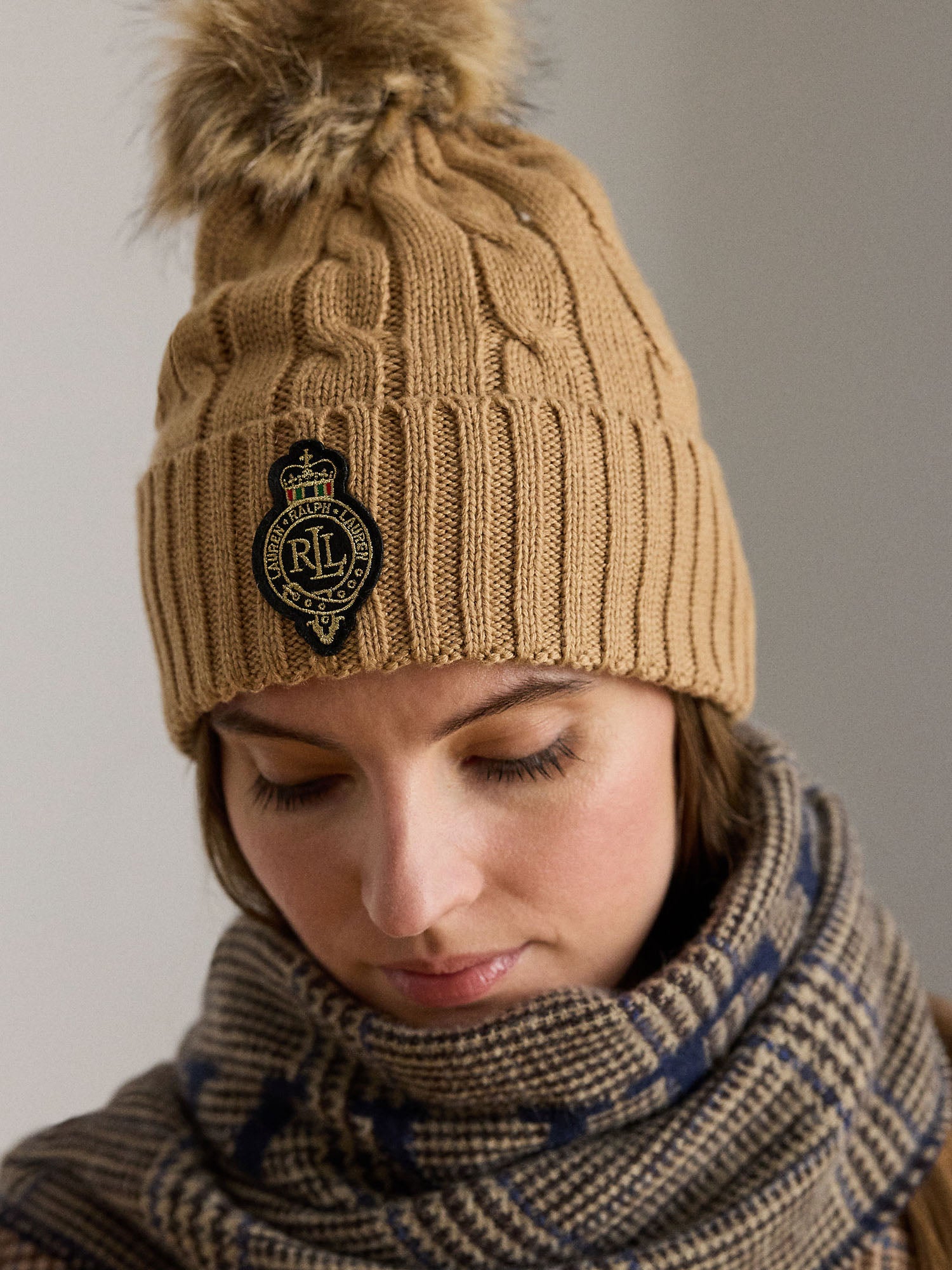 Lauren Ralph Lauren Cbl Crst Ptc Hat Cappello Donna Beige