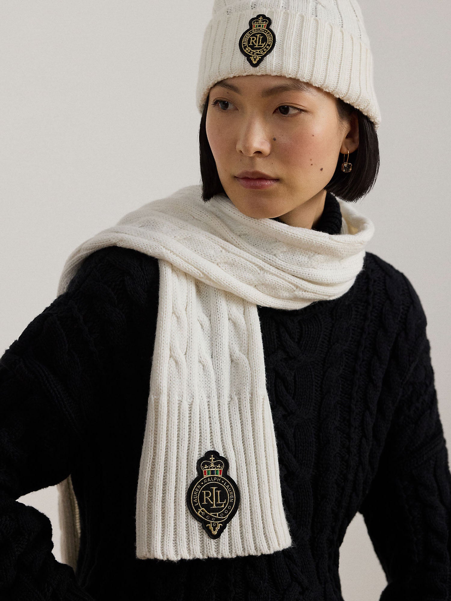 Lauren Ralph Lauren Cb Crst Sciarpa Donna Beige