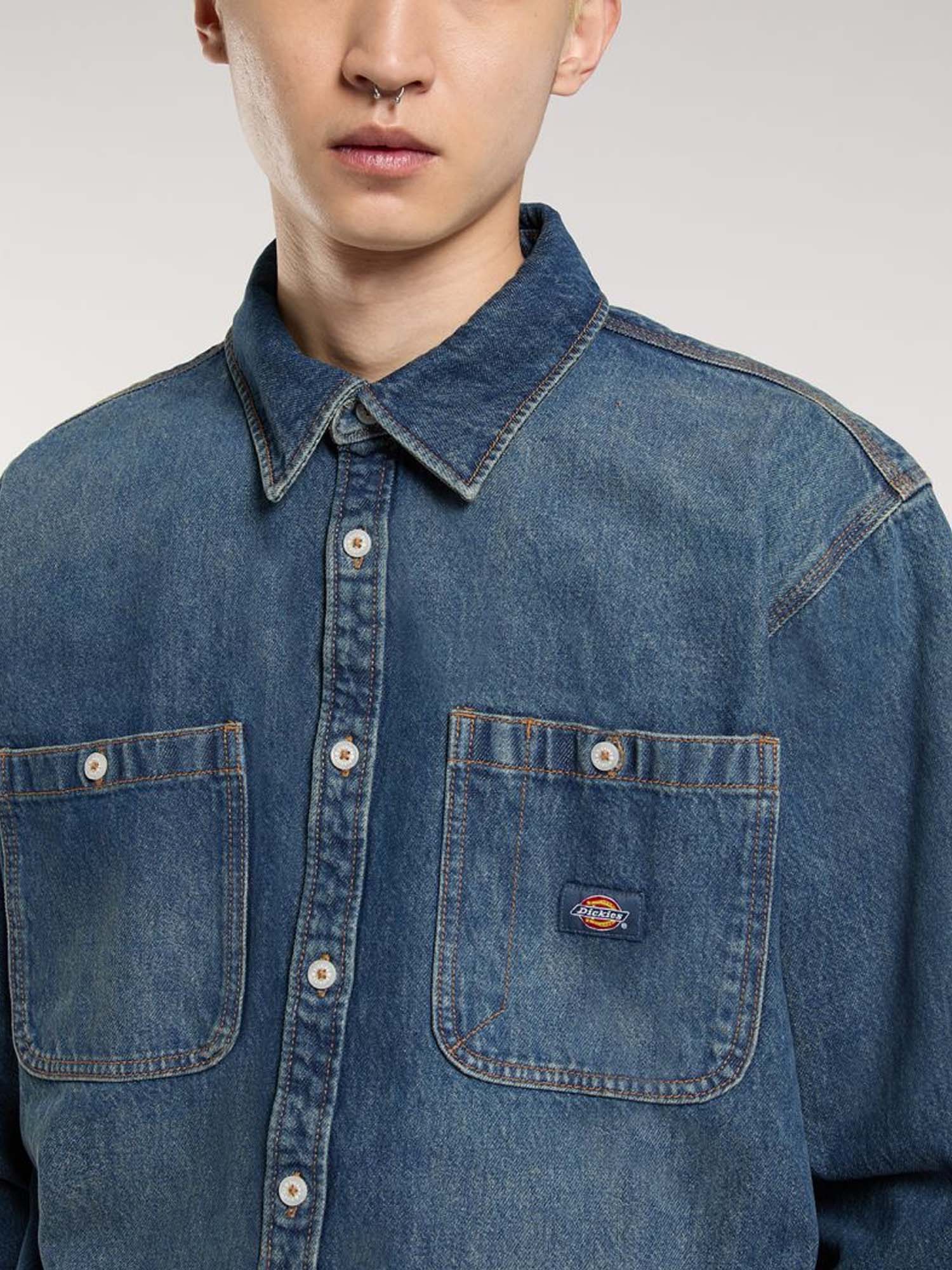Dickies Camicia in jeans Mechanic a maniche lunghe Blu