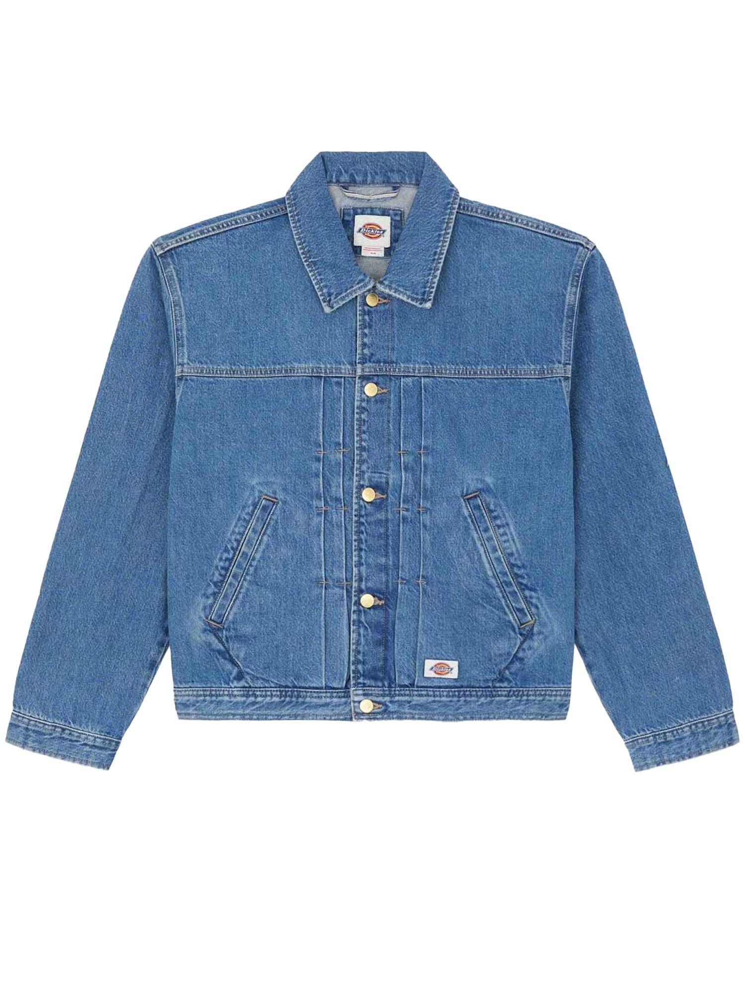 Dickies Giacca trucker in denim con pieghe Azzurro
