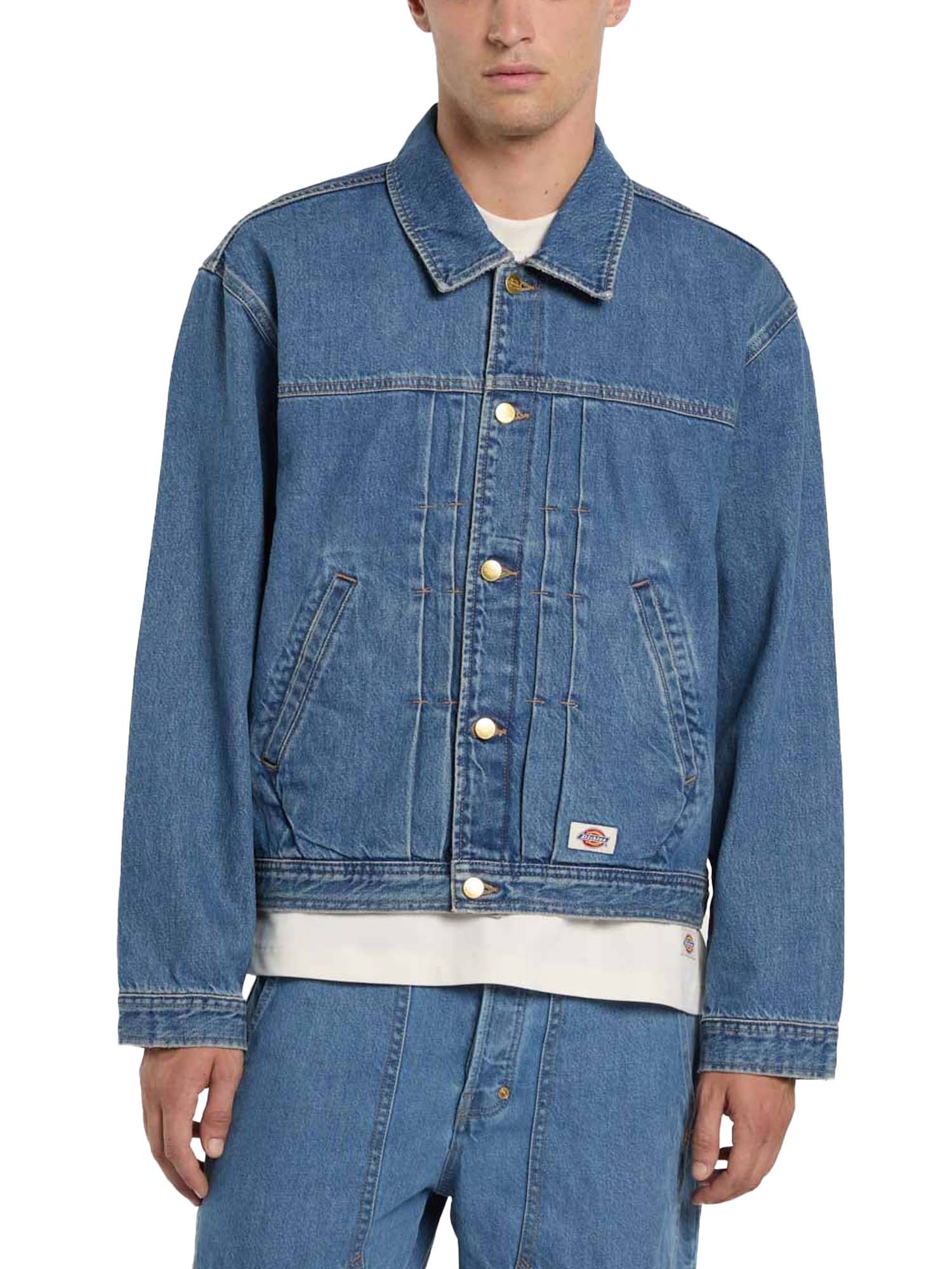 Dickies Giacca trucker in denim con pieghe Azzurro