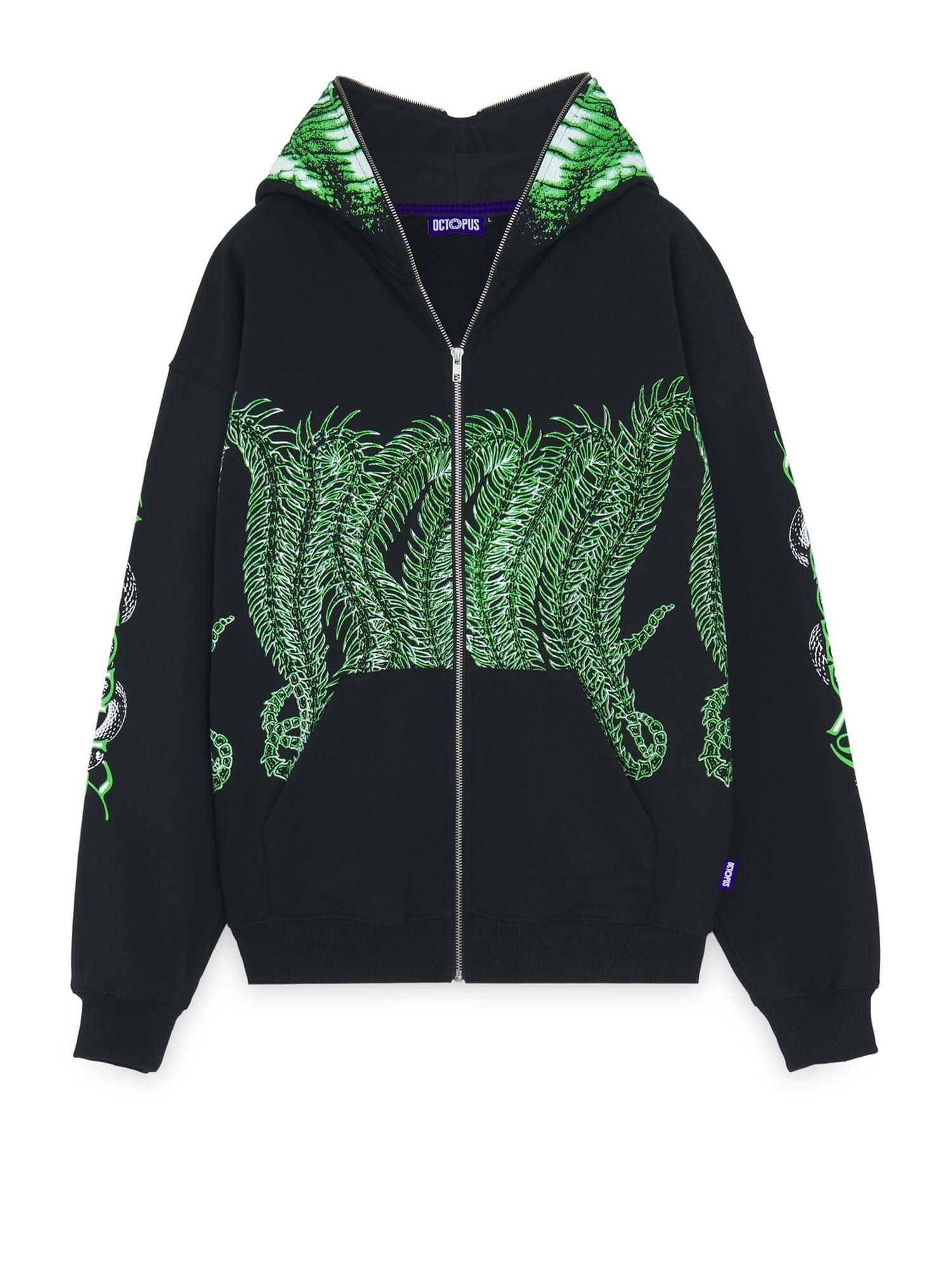 Octopus Year of the Snake Octopus Full Zip Hoodie Nero