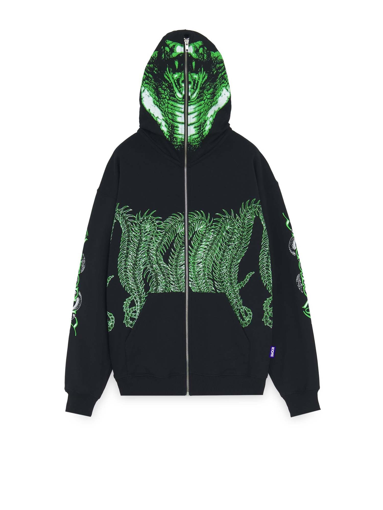 Octopus Year of the Snake Octopus Full Zip Hoodie Nero