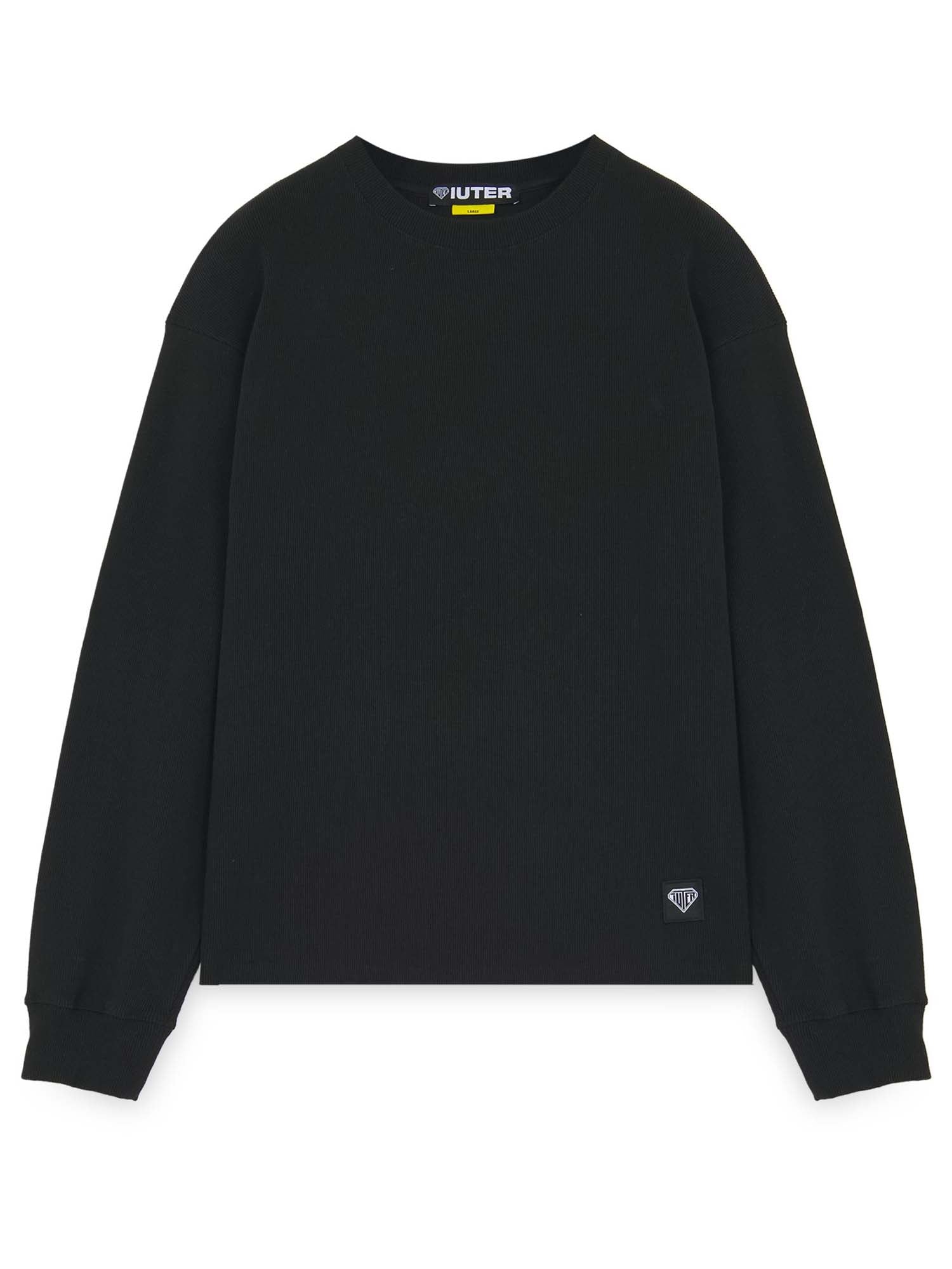 Iuter Label Ribbed LS Tee Nero