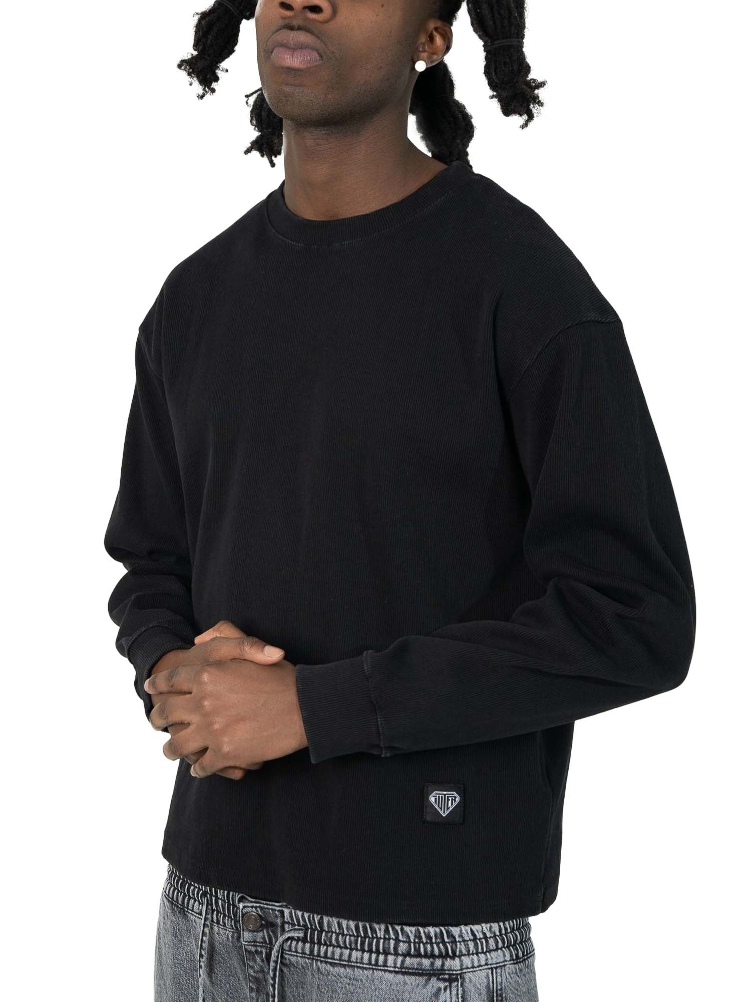 Iuter Label Ribbed LS Tee Nero