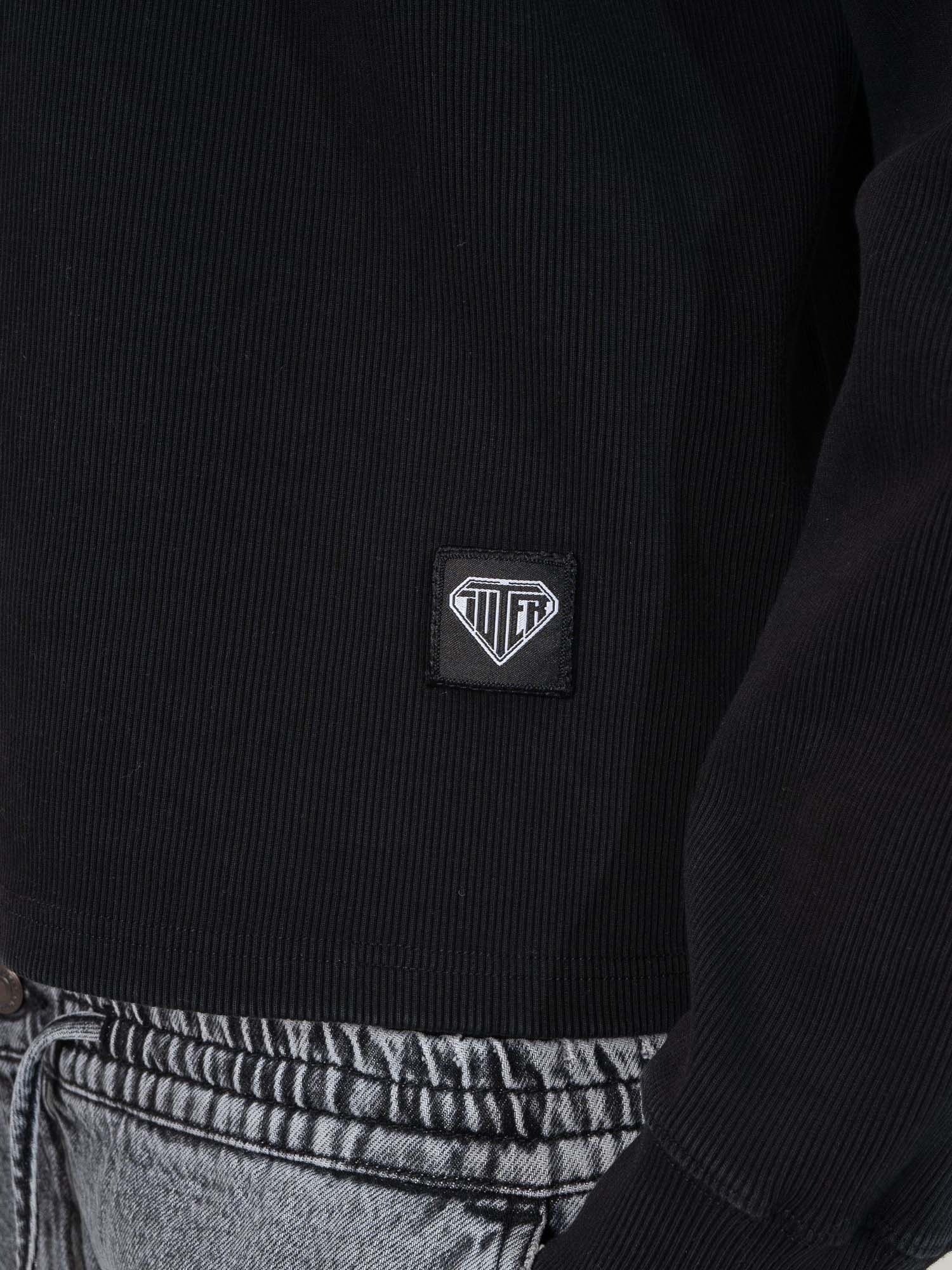 Iuter Label Ribbed LS Tee Nero