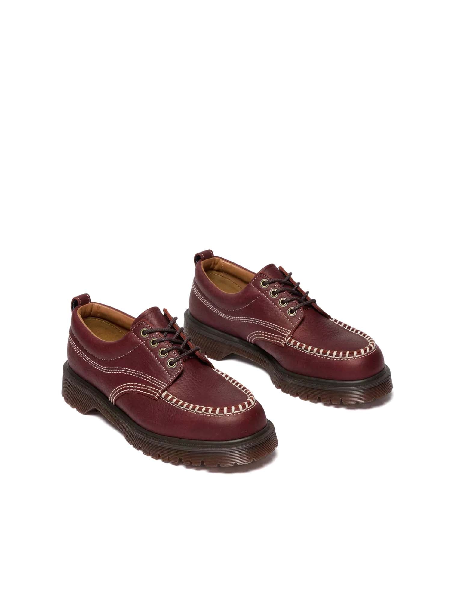 Dr. Martens Scarpe Lowell Moc Toe in pelle Wild Grain Bordeaux