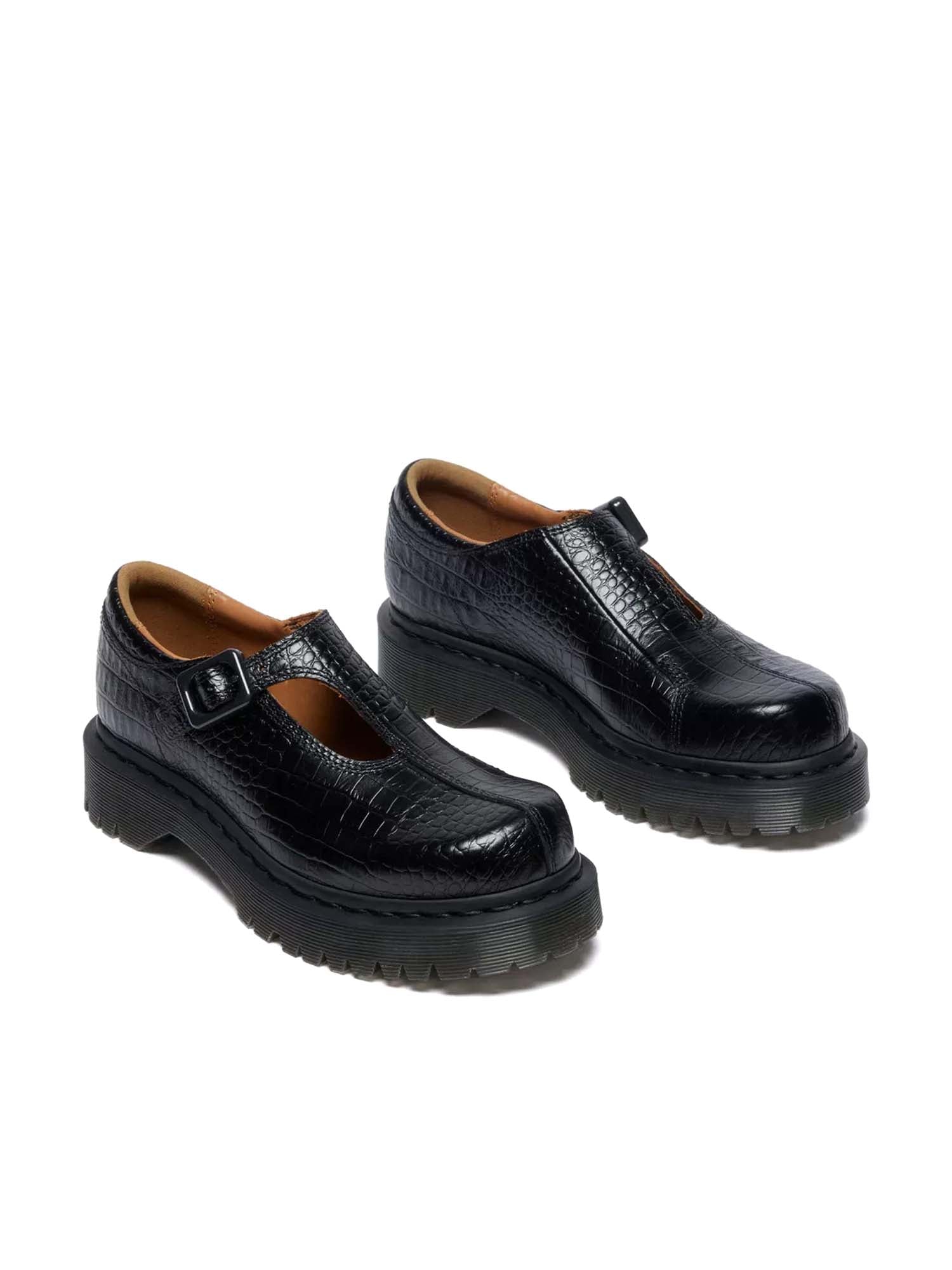 Dr. Martens Scarpe Rejena Mary Jane in pelle goffrata stile coccodrillo Nero
