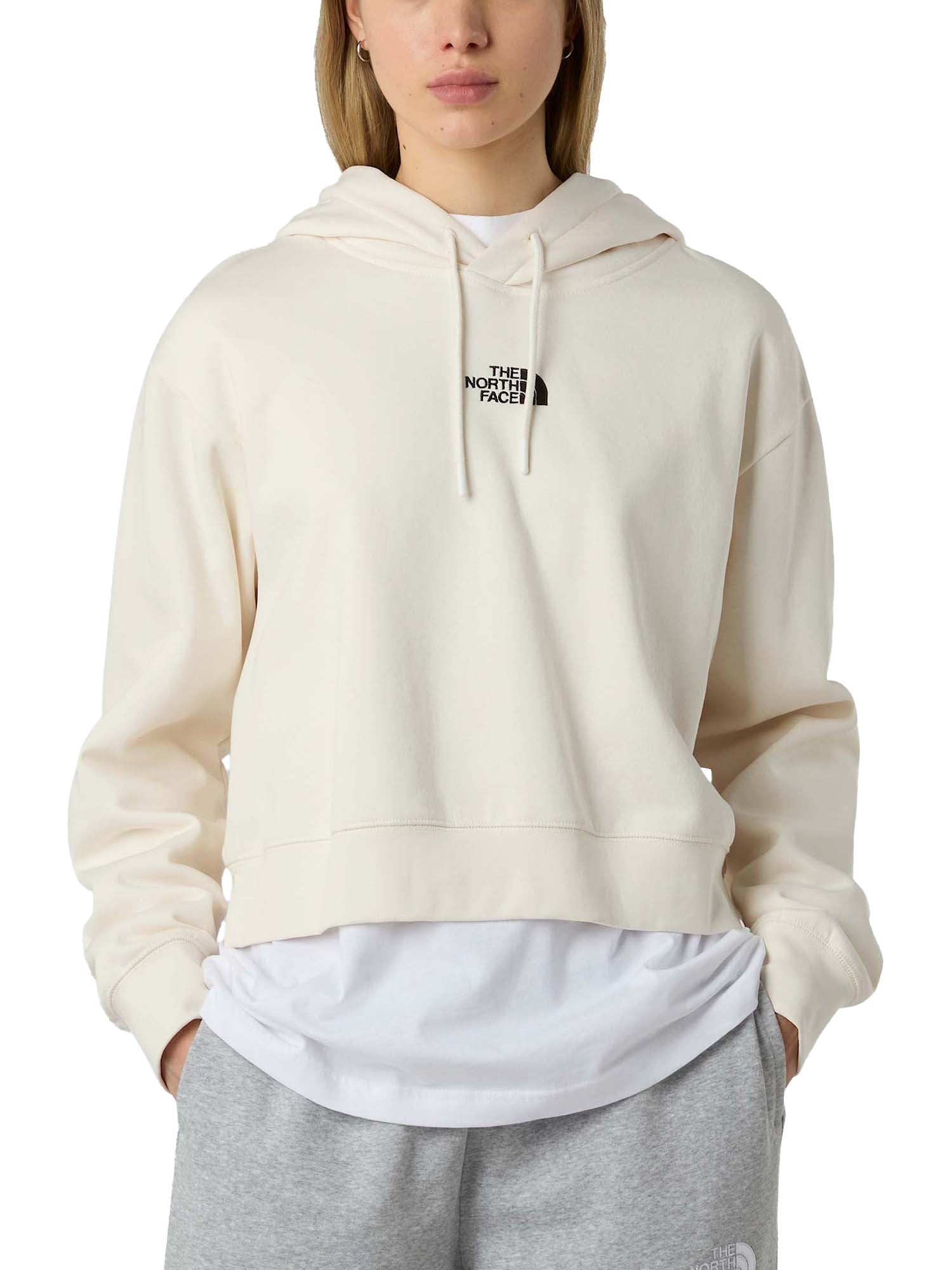 The North Face Felpa con cappuccio corta in vita Essential da donna Bianco