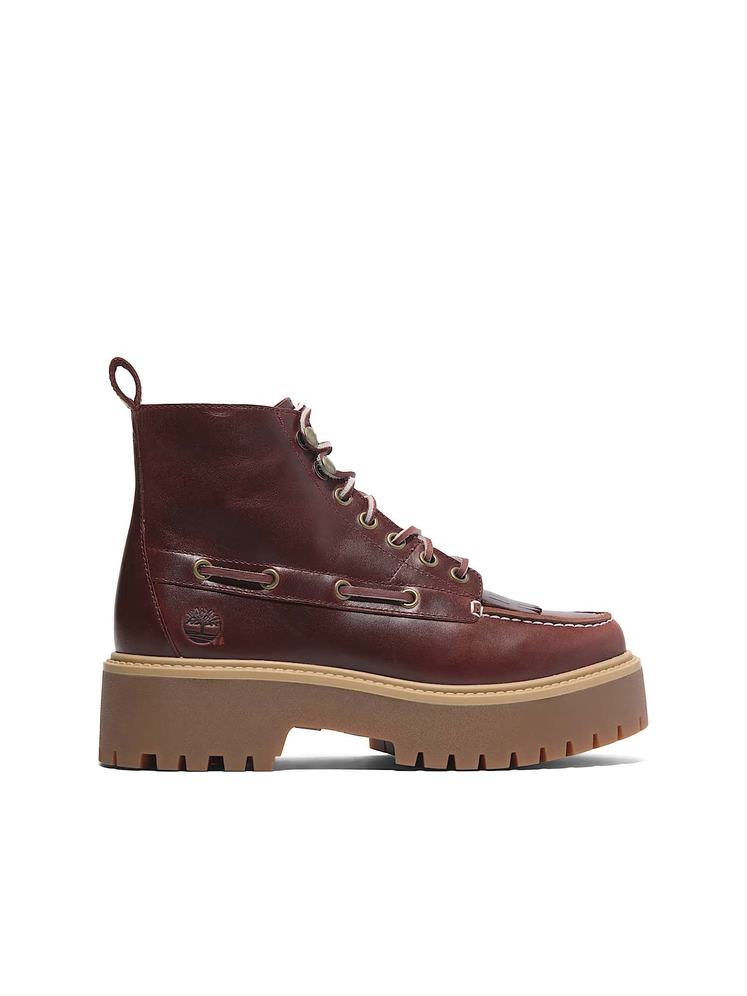 Timberland Stivale Sfrangiato con Plateau Stone Street da Donna Bordeaux