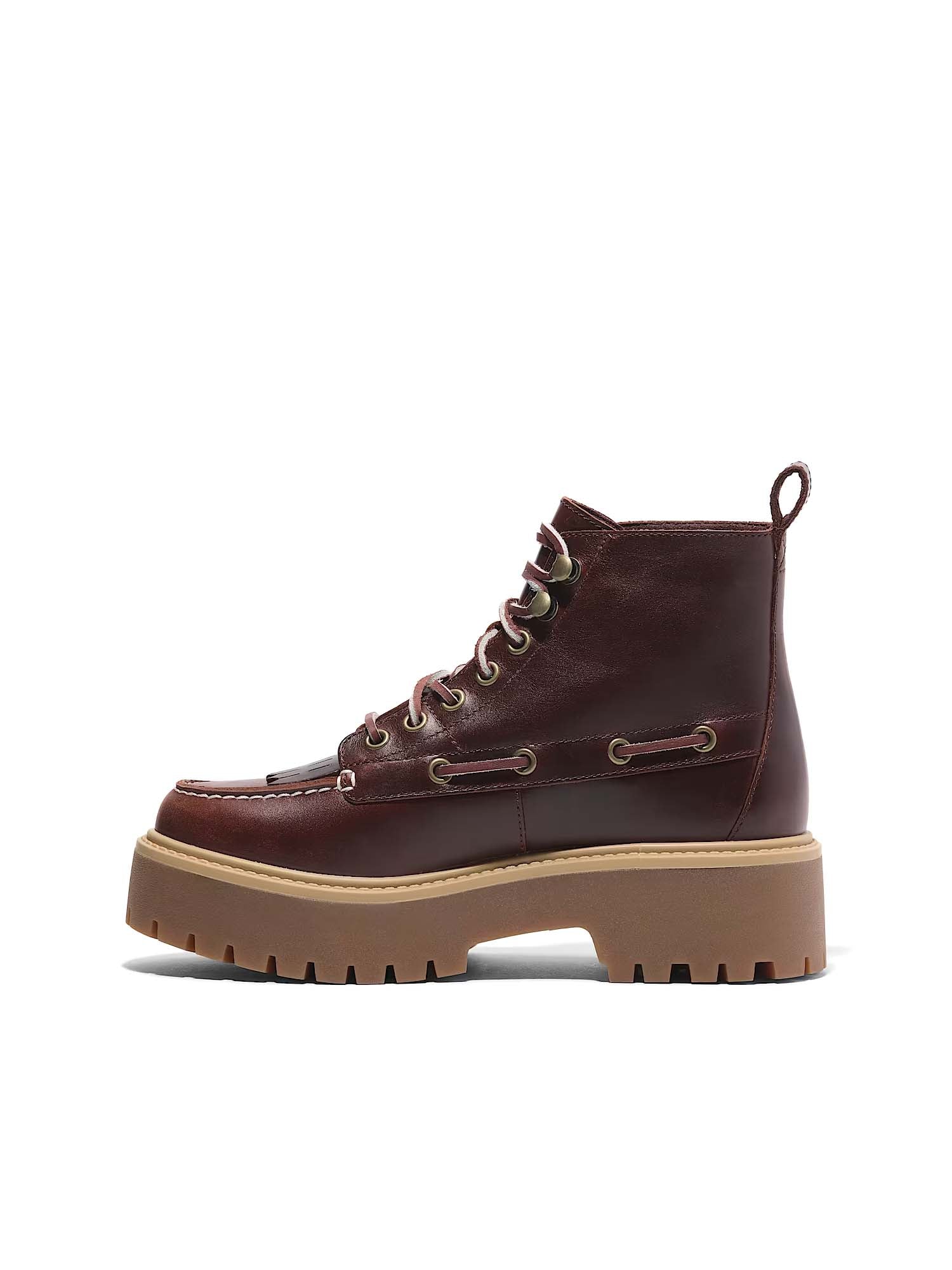 Timberland Stivale Sfrangiato con Plateau Stone Street da Donna Bordeaux