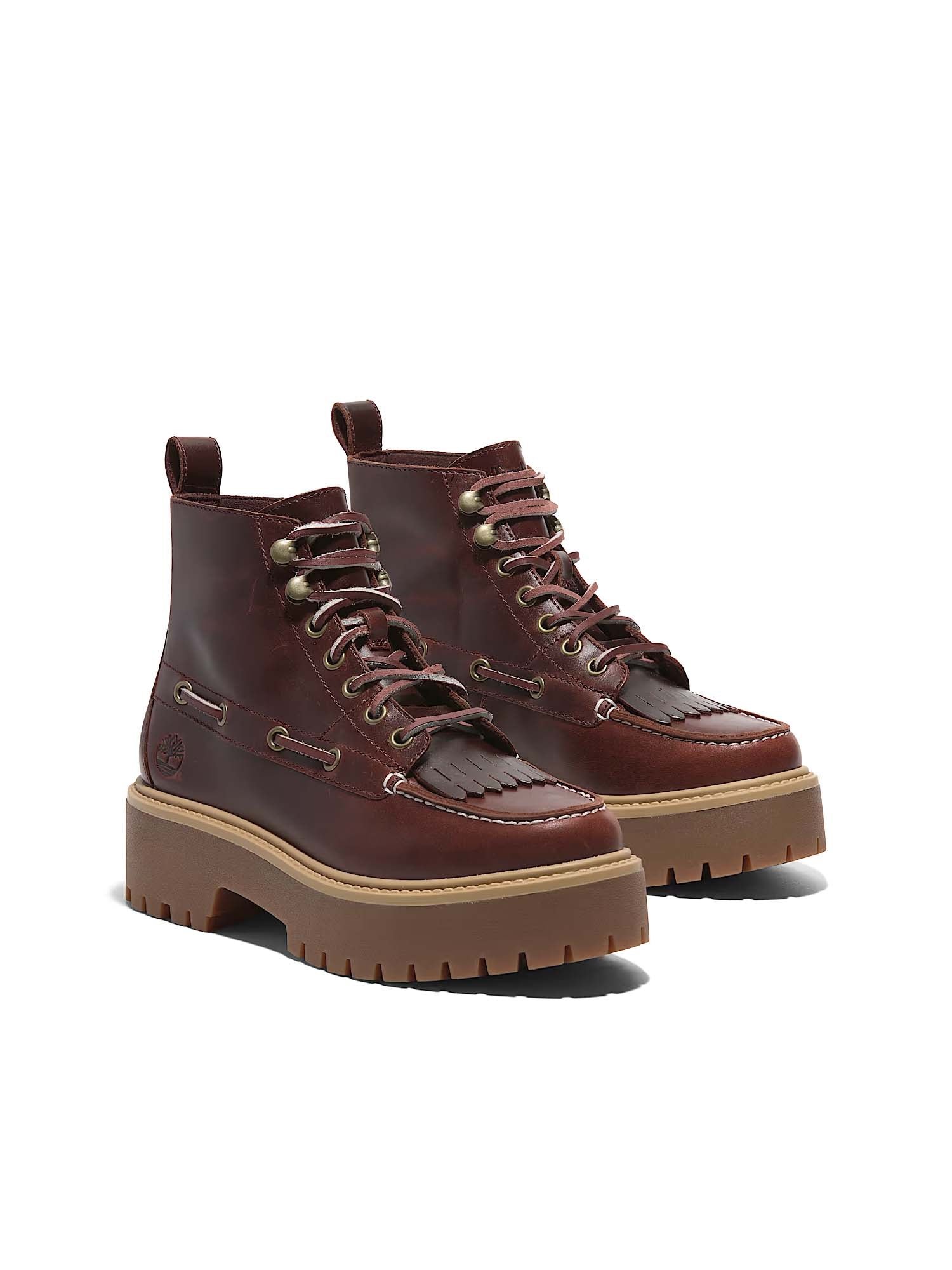 Timberland Stivale Sfrangiato con Plateau Stone Street da Donna Bordeaux