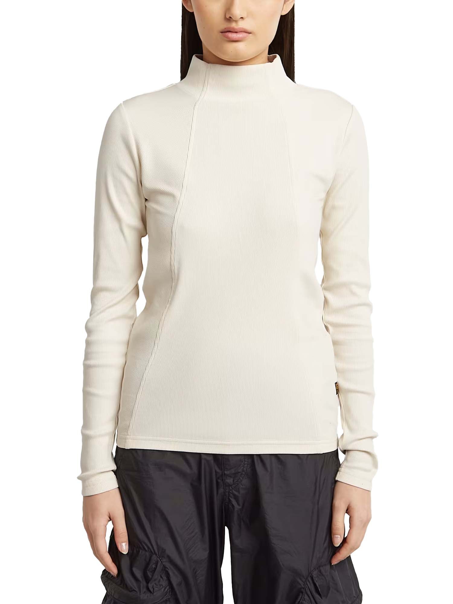 G-star A-Line Slim Rib Mock T-Shirt da donna Bianco