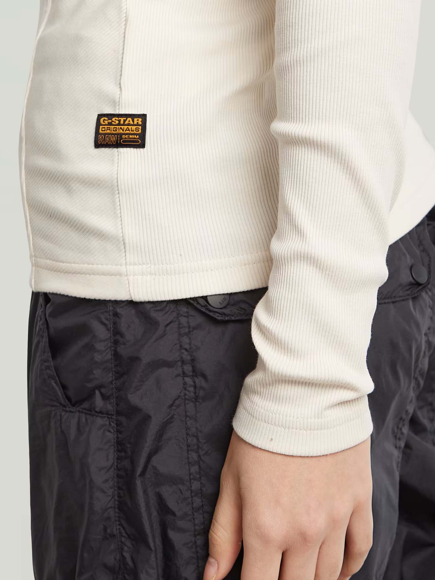 G-star A-Line Slim Rib Mock T-Shirt da donna Bianco