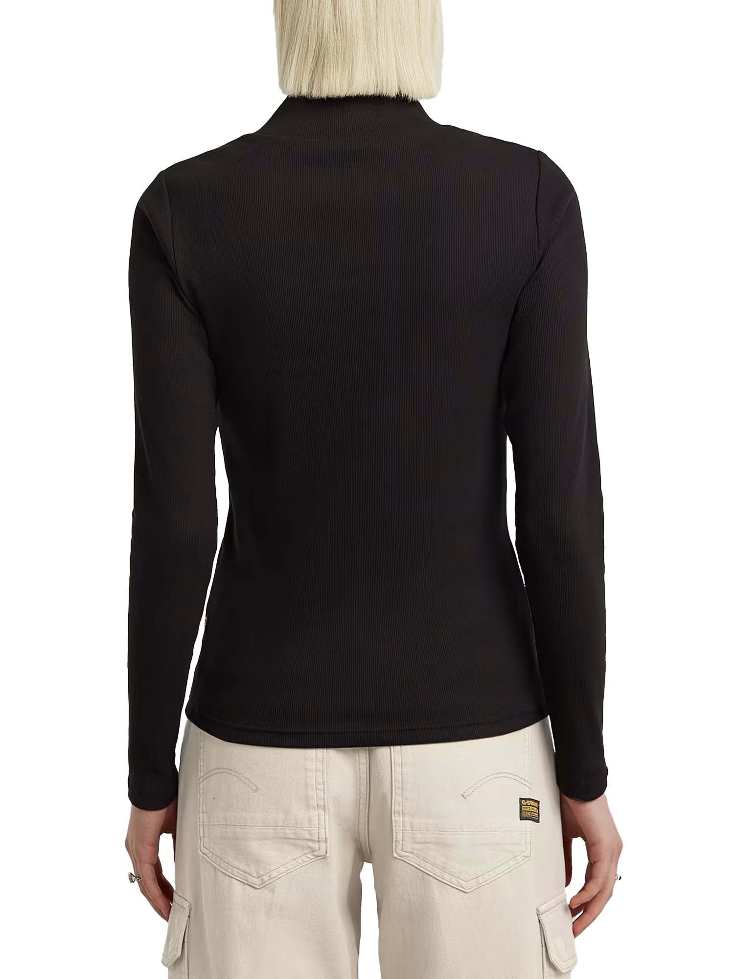 G-star A-Line Slim Rib Mock T-Shirt da donna Nero