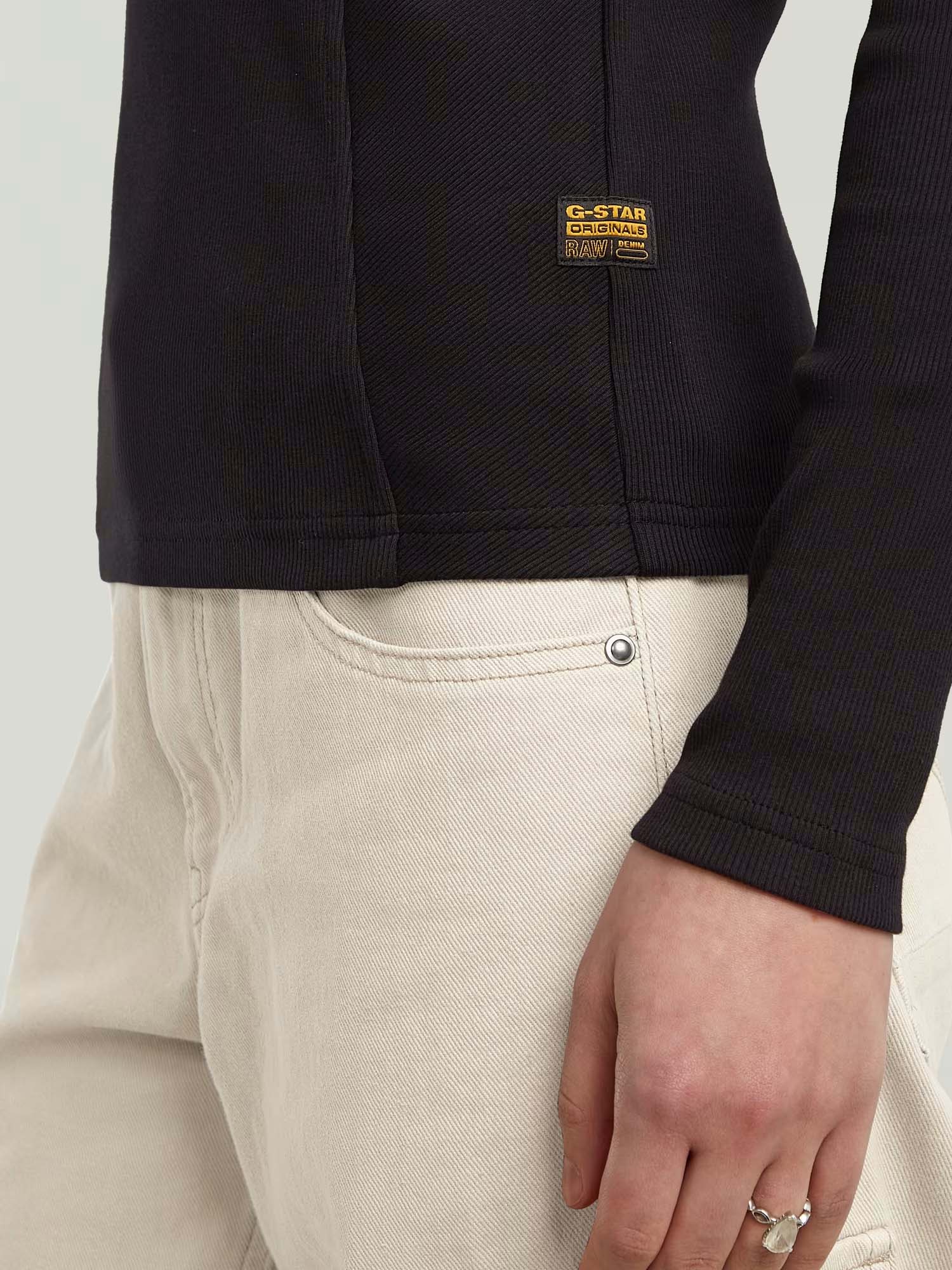 G-star A-Line Slim Rib Mock T-Shirt da donna Nero