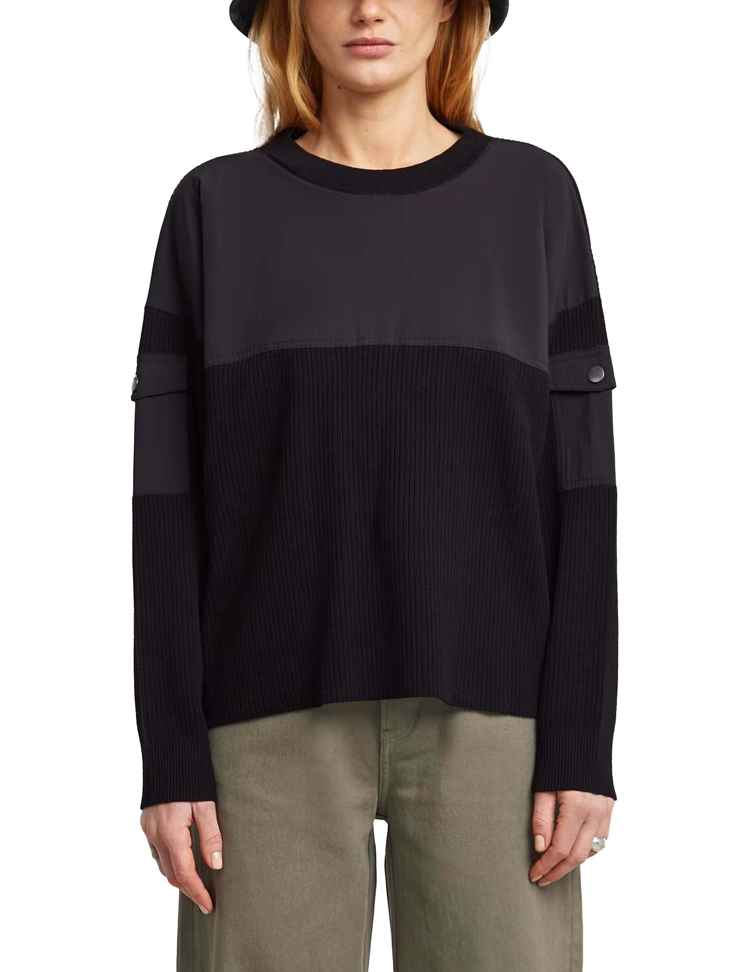 G-star Woven Mix Ribbed Knit da donna Nero