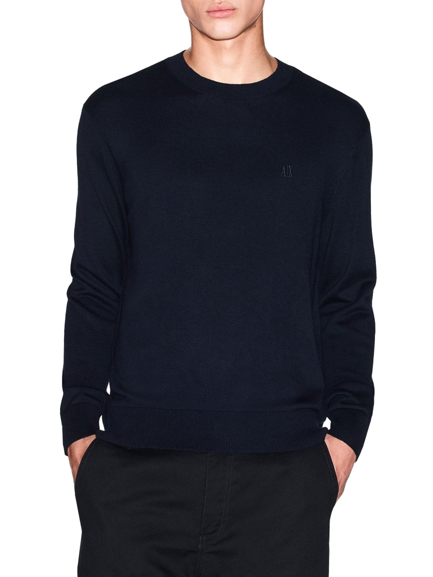 Armani Exchange Maglione Girocollo Uomo Cotone Blu
