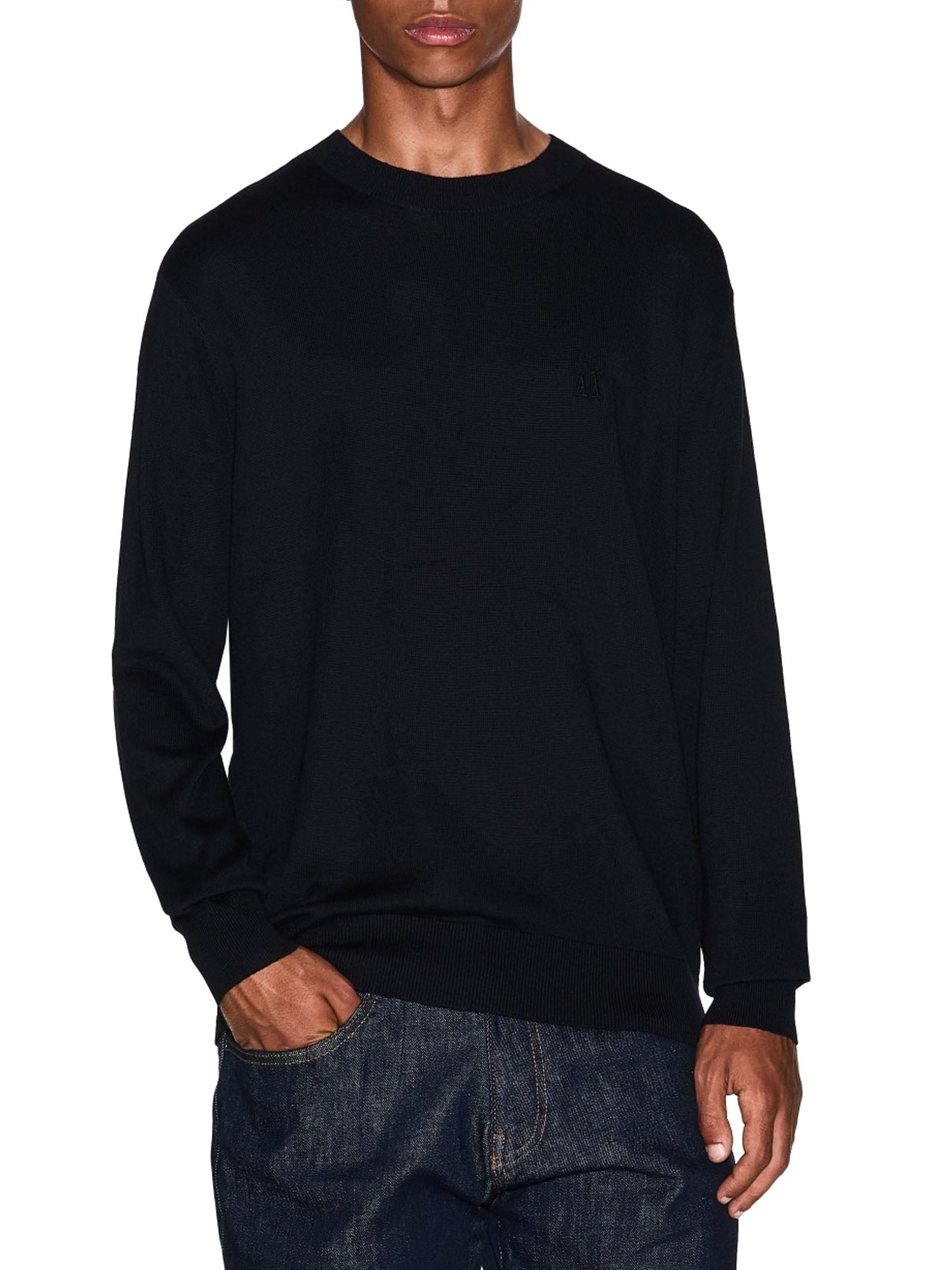 Armani Exchange Maglione Girocollo Uomo Cotone Nero