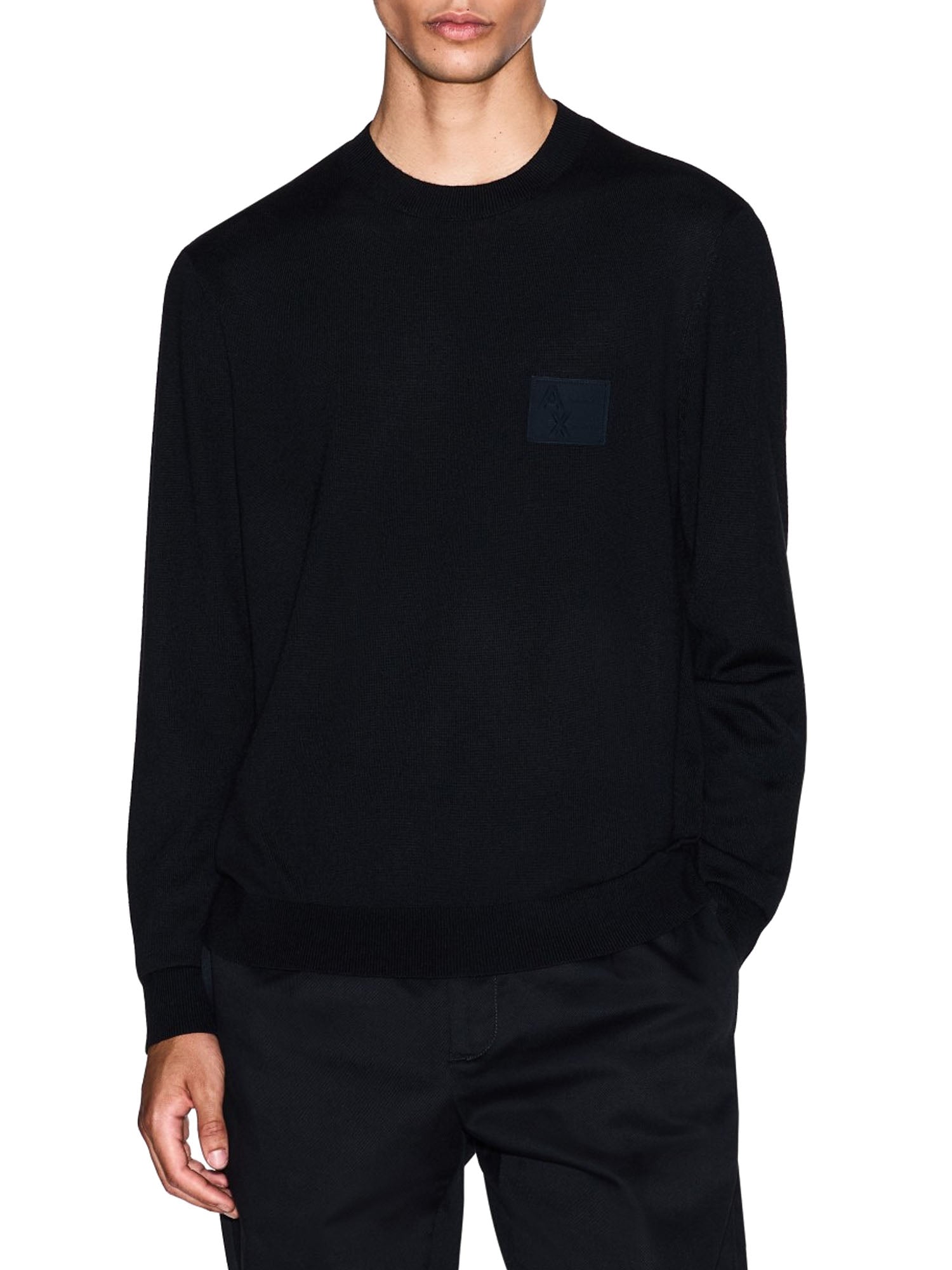 Armani Exchange Maglione Girocollo Patch Uomo Nero