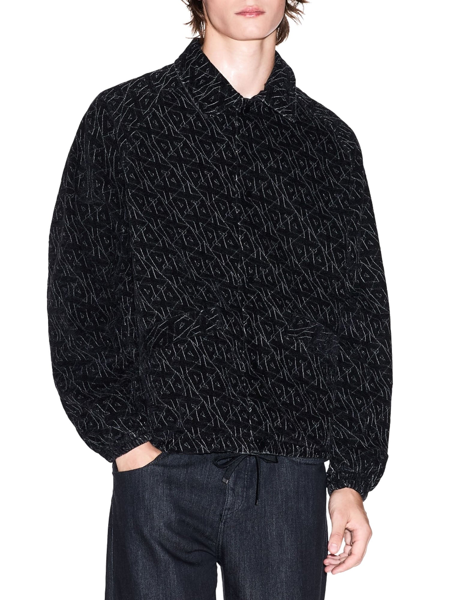 Armani Exchange Jacquard Blouson Allover Logo Nero