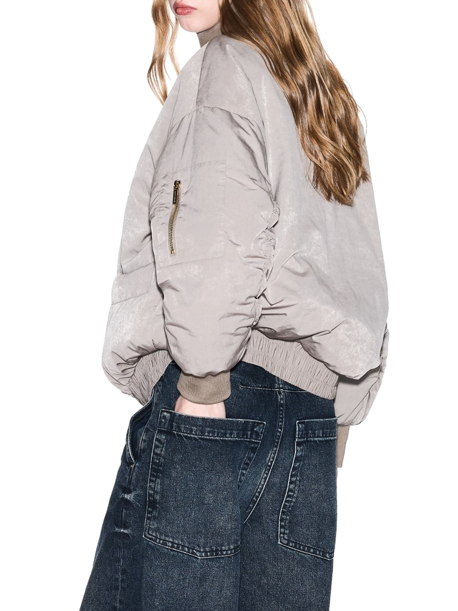 Armani Exchange Recycled Nylon Bomber Jacket Beige