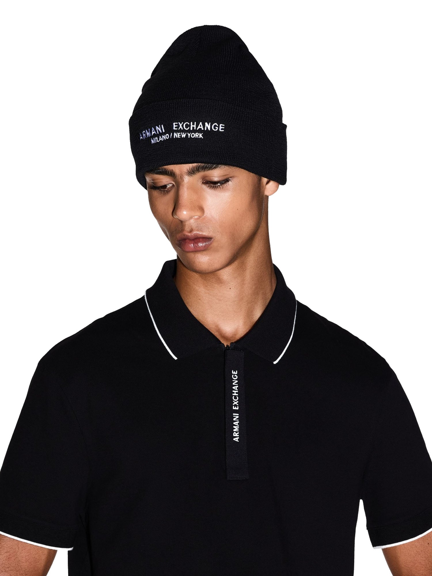 Armani Exchange Beanie Cappello Uomo Nero