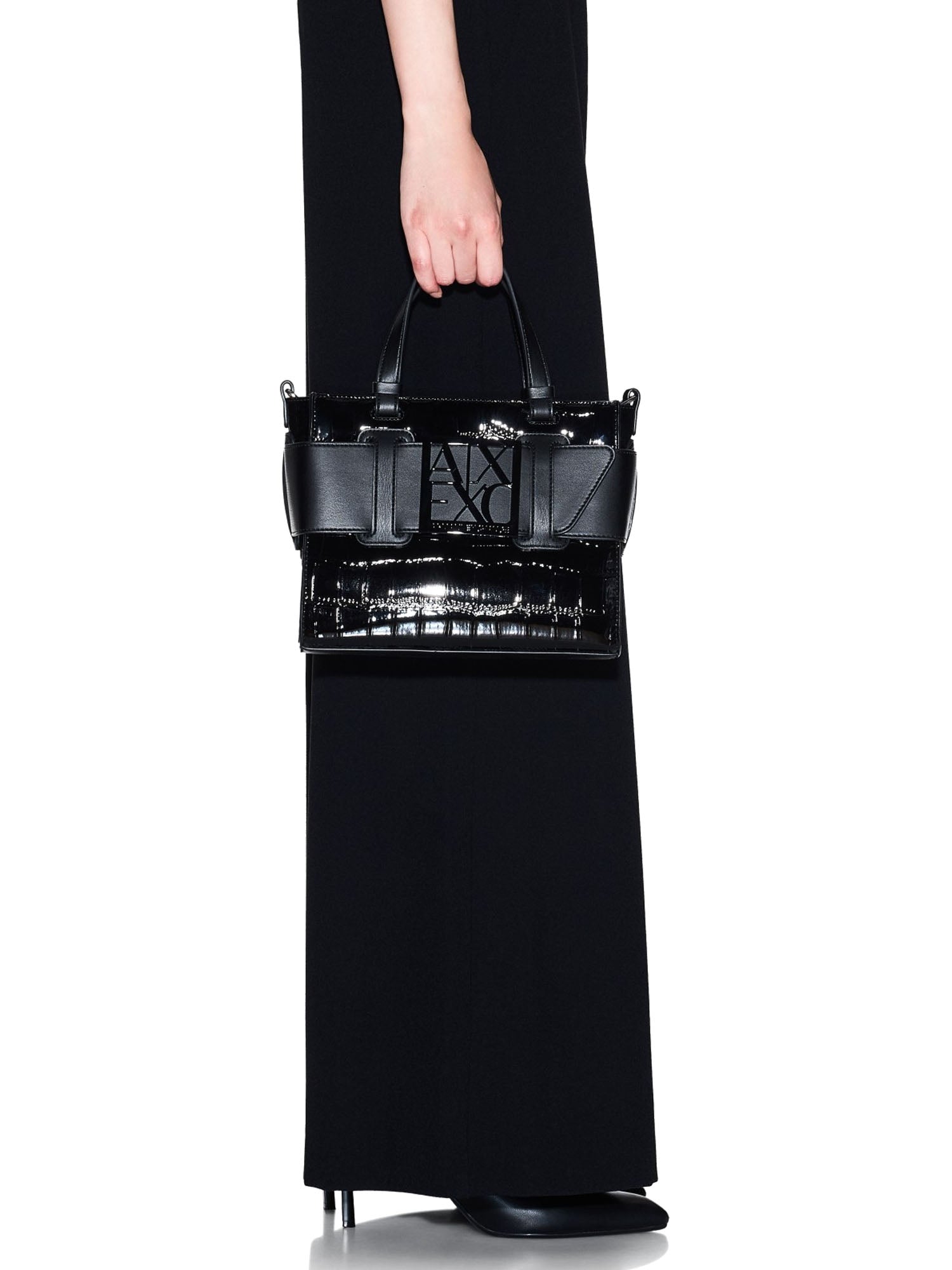 Armani Exchange Coconut Tote Bag Logo Nero