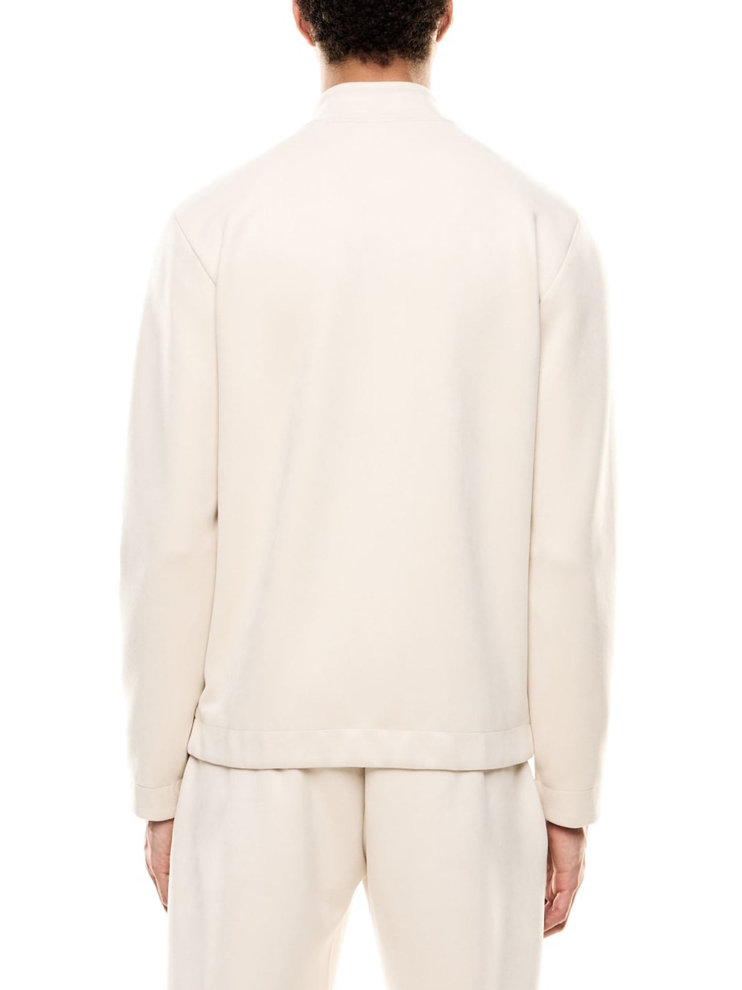 Ea7 Felpa Zip Gold Label Effetto Scamosciato Bianco