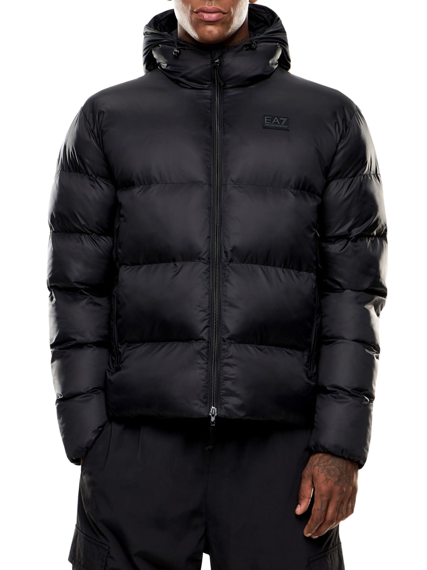 Ea7 Piumino Tessuto Tecnico con Cappuccio Uomo Nero