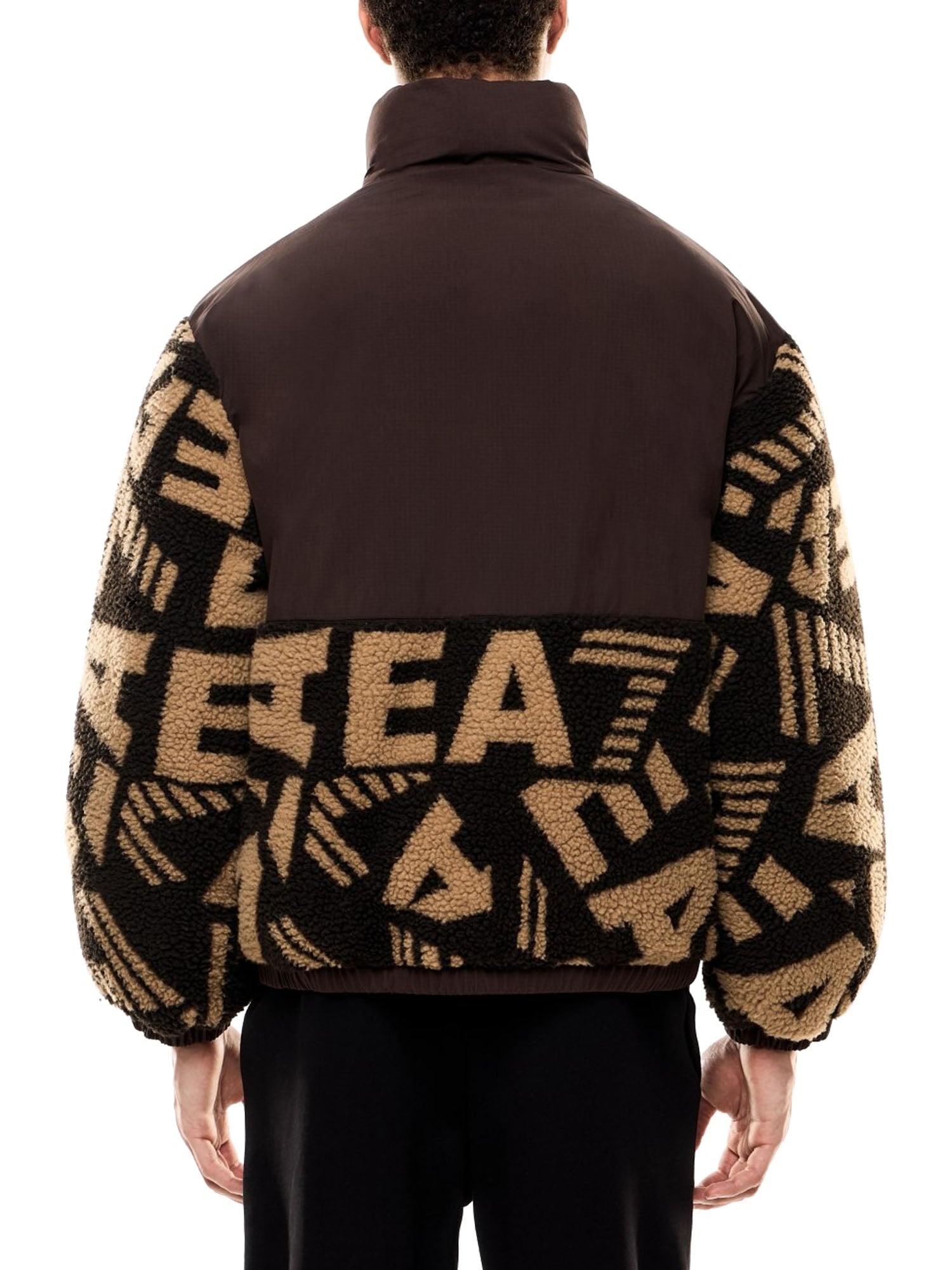 Ea7 Giacca Imbottita Tessuto Teddy Monogramma Marrone