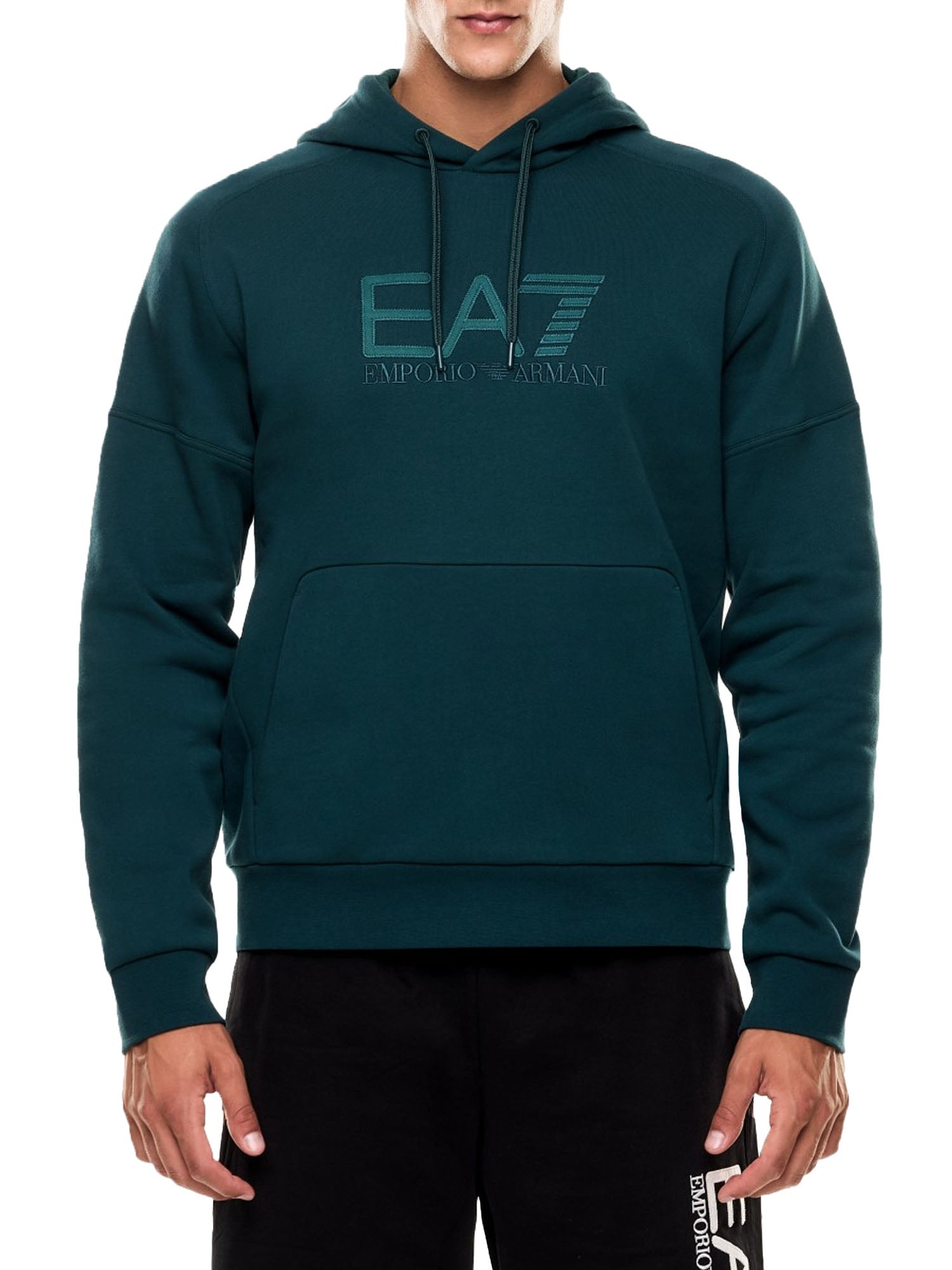 Ea7 Felpa Cappuccio Misto Cotone Uomo Verde
