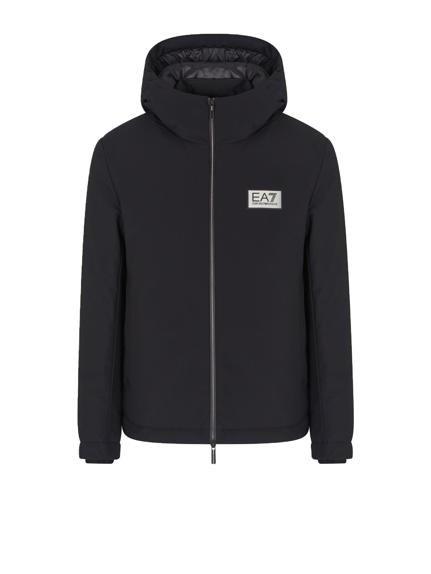 Ea7 Giacca Cappuccio Gold Label Nylon Stretch Nero