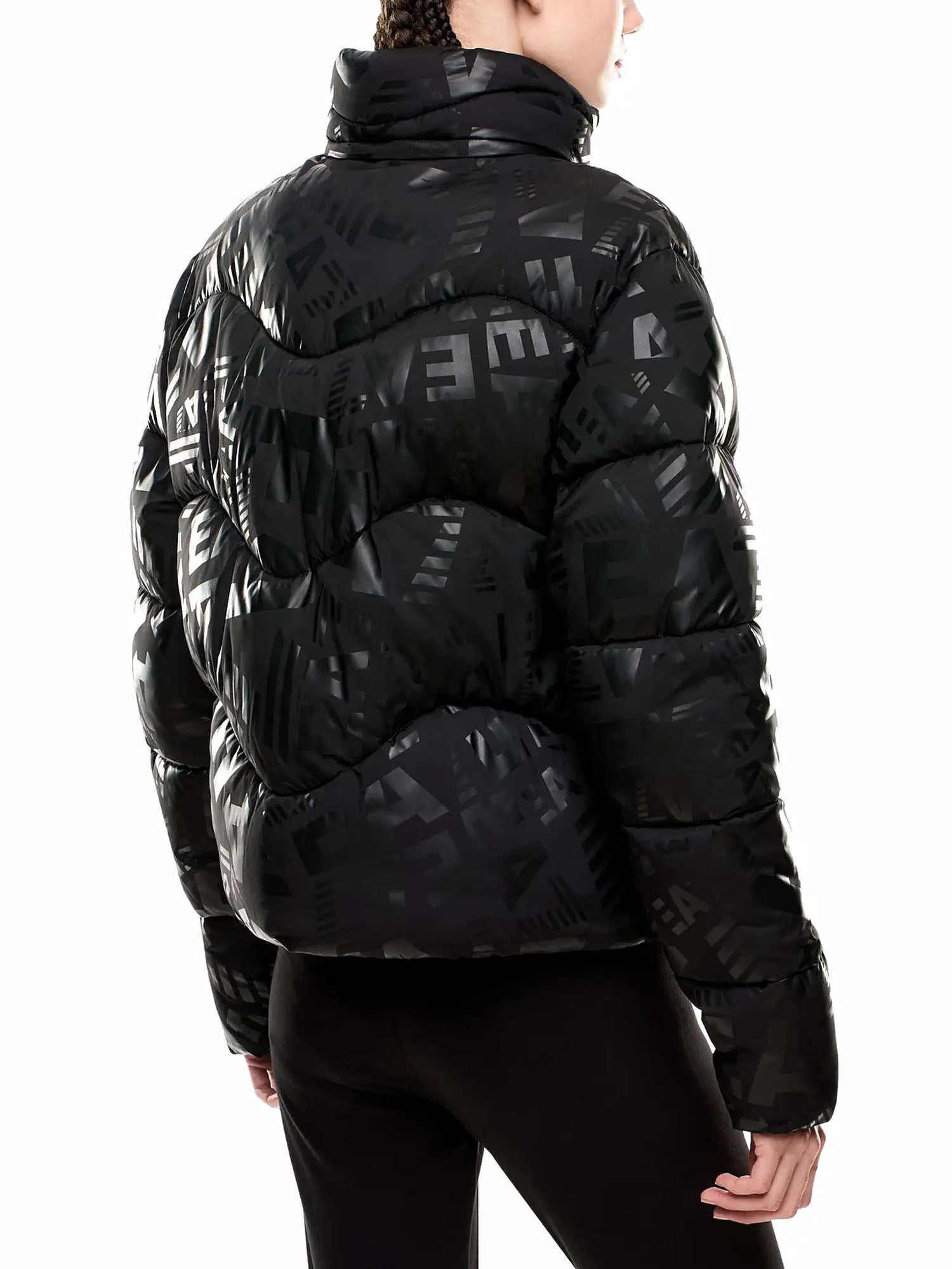 Ea7 CappottoStampa Trapuntata Donna Nero