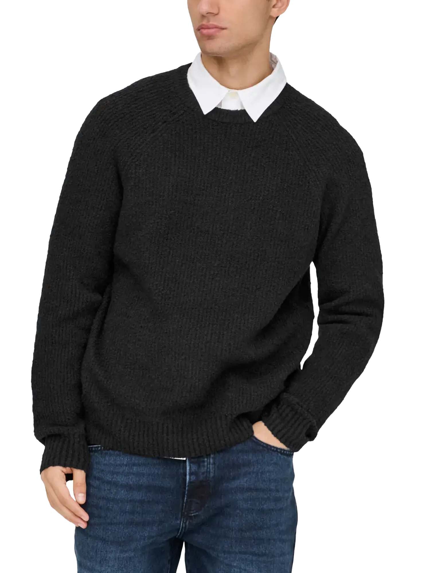 Only & Sons Maglione Dale Life Relaxed LS Raglan Nero