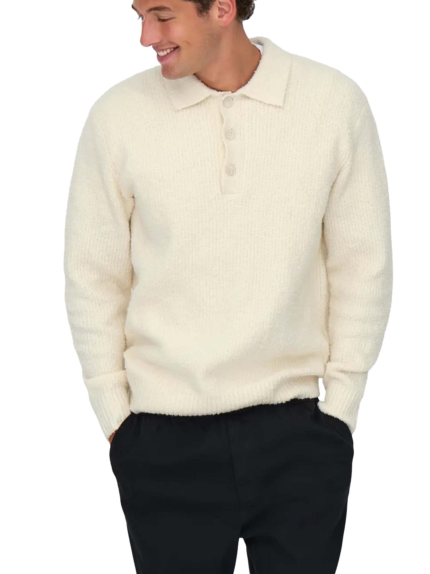 Only & Sons Polo Dale Life Relaxed LS Bianco