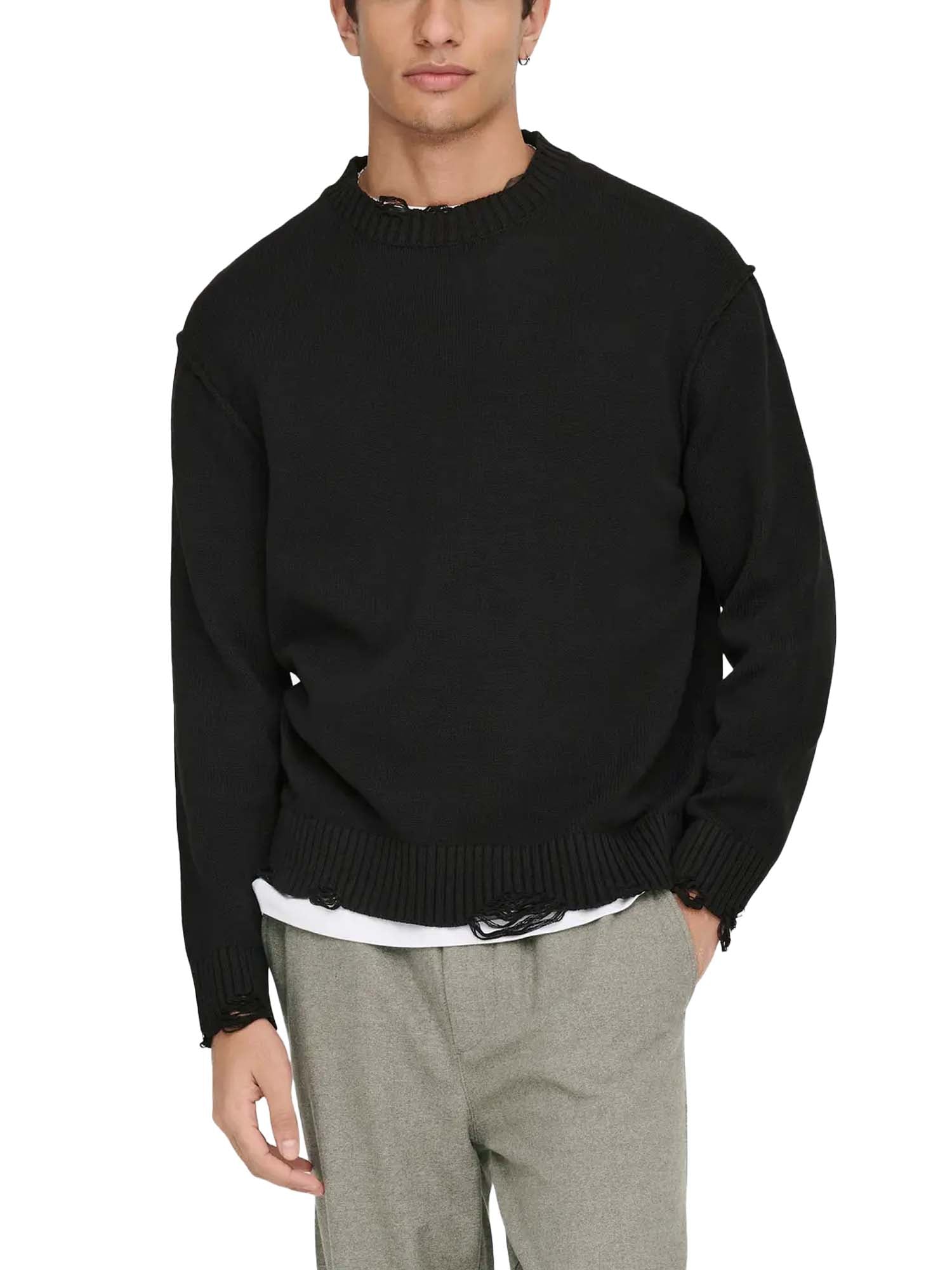 Only & Sons Maglione Tune Relaxed LS Crew Neck Nero