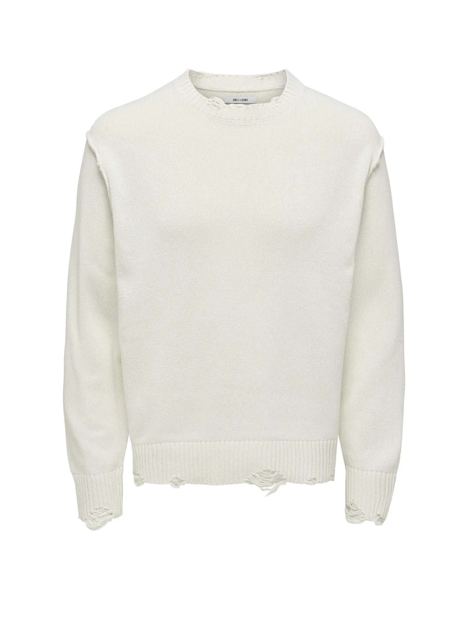 Only & Sons Maglione Tune Relaxed LS Crew Neck Bianco