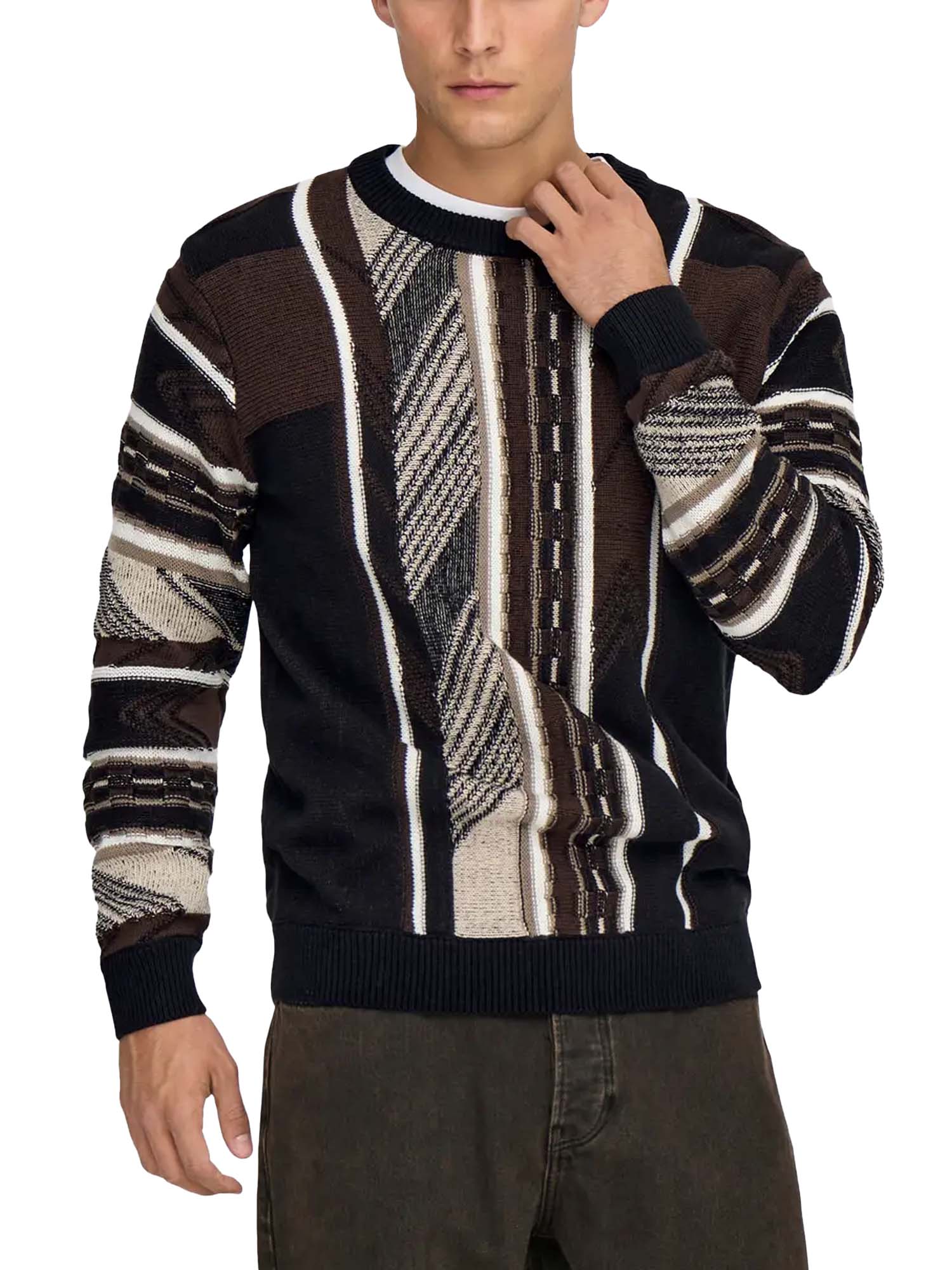 Only & Sons Maglione Rise Reg LS Pattern Nero