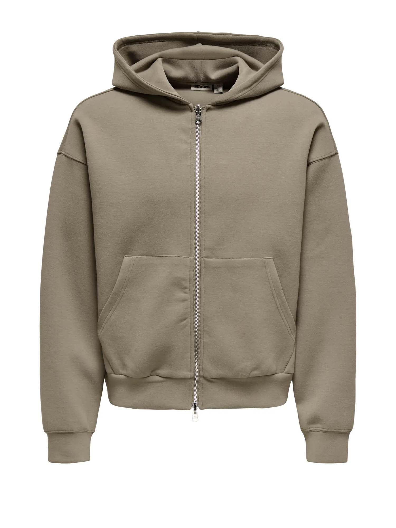 Only & Sons Felpa Goyle Boxy LS Scuba Zip Marrone