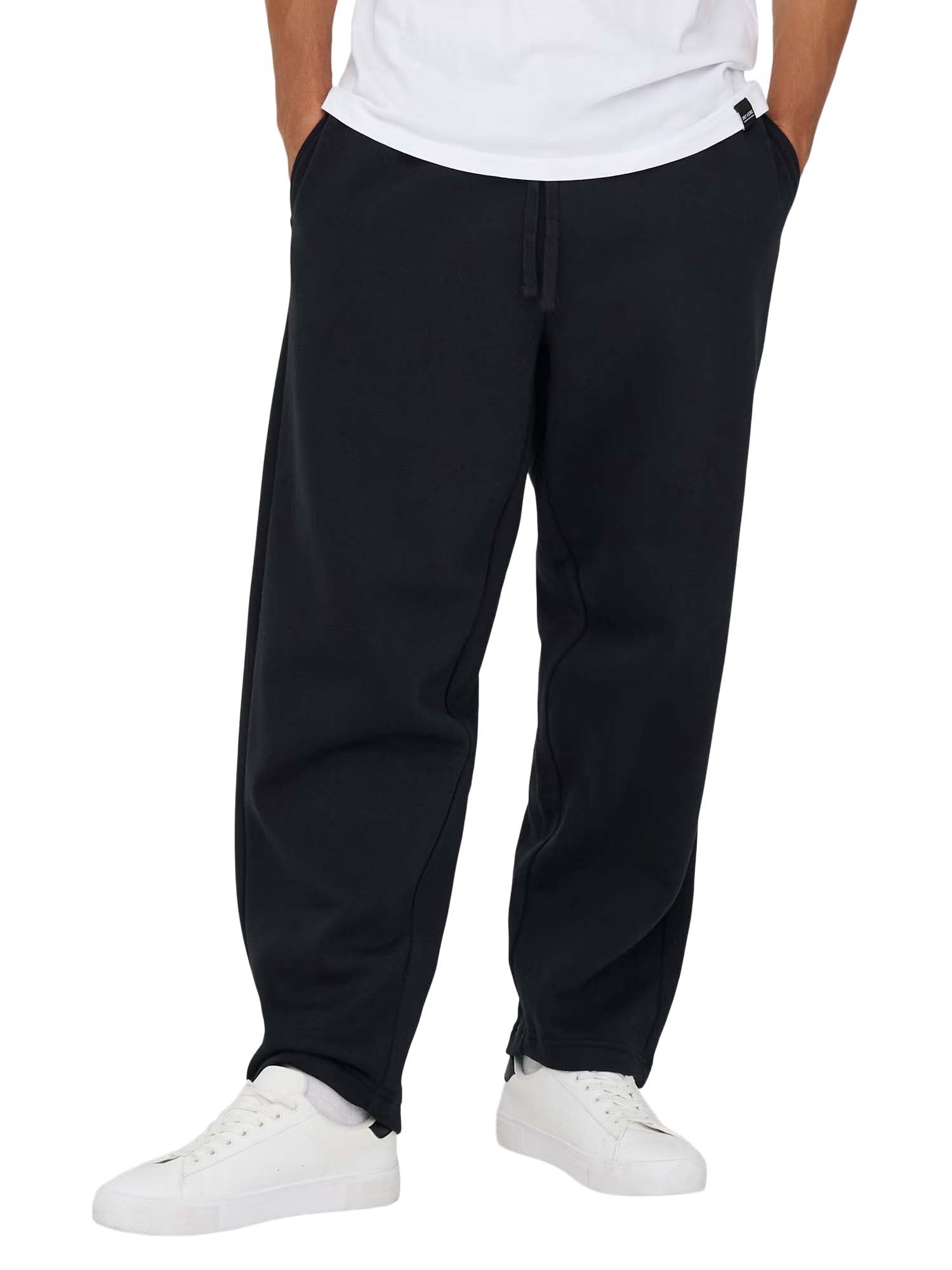 Only & Sons ONSCERES Wide Leg Fit Pantaloni in felpa Nero