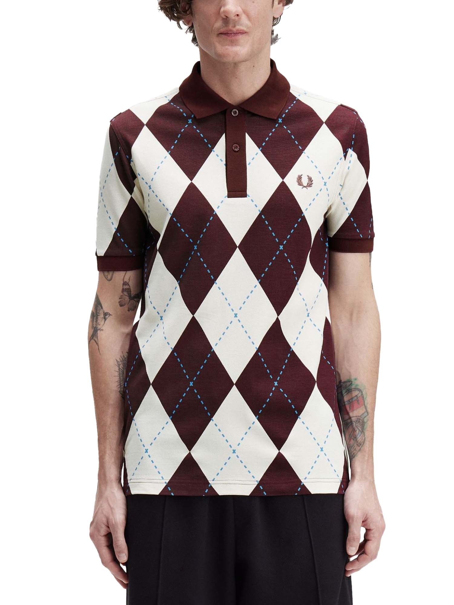 Fred Perry Polo con stampa Argyle Bianco