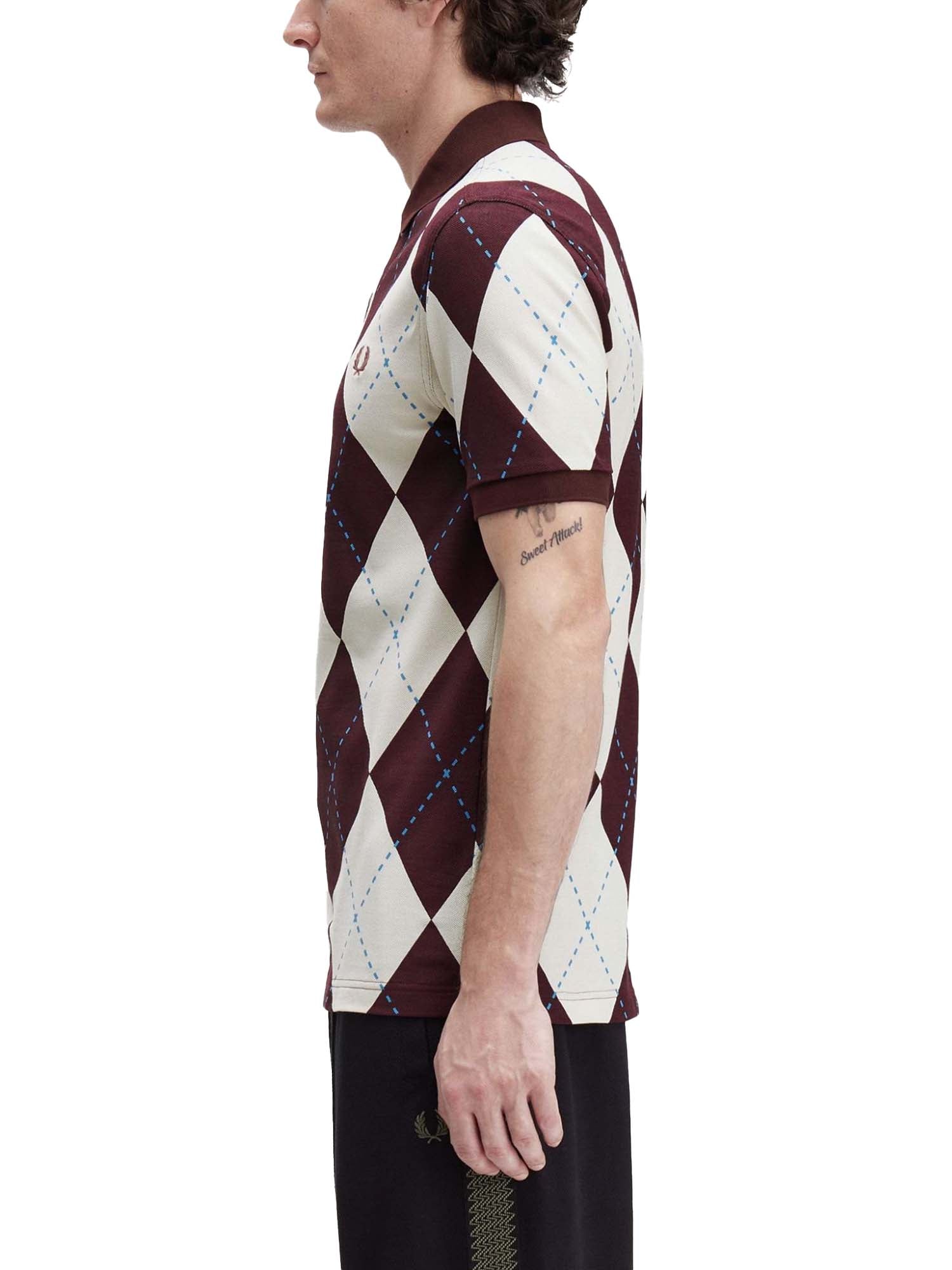 Fred Perry Polo con stampa Argyle Bianco