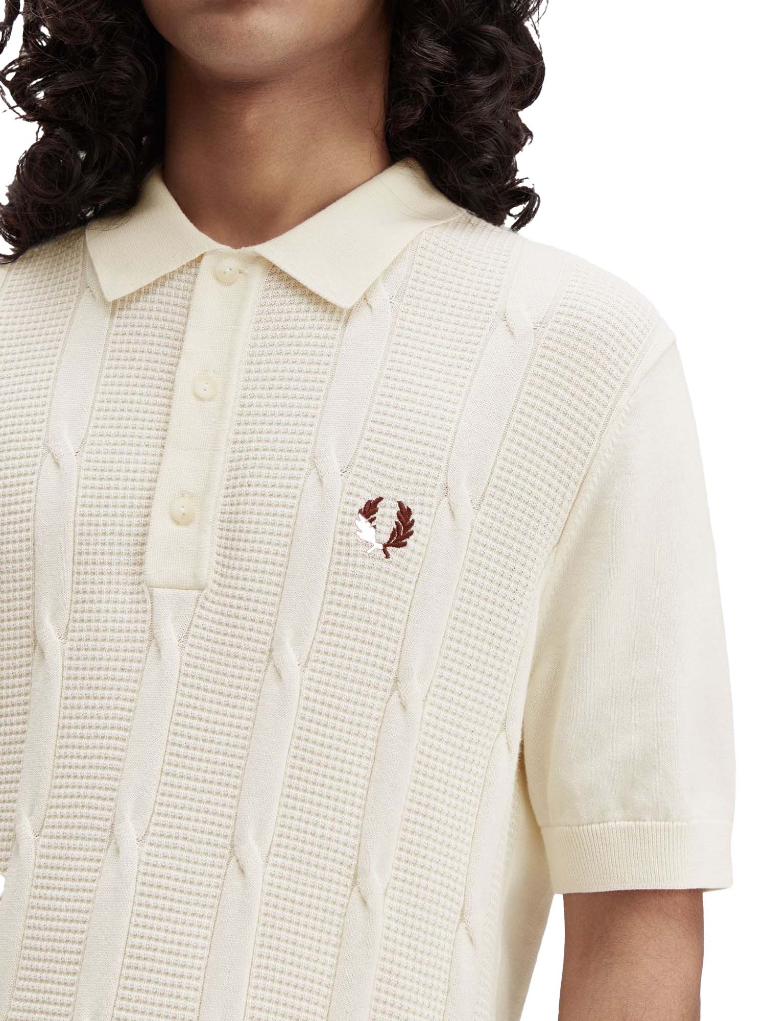 Fred Perry Polo in maglia a trecce textured Bianco