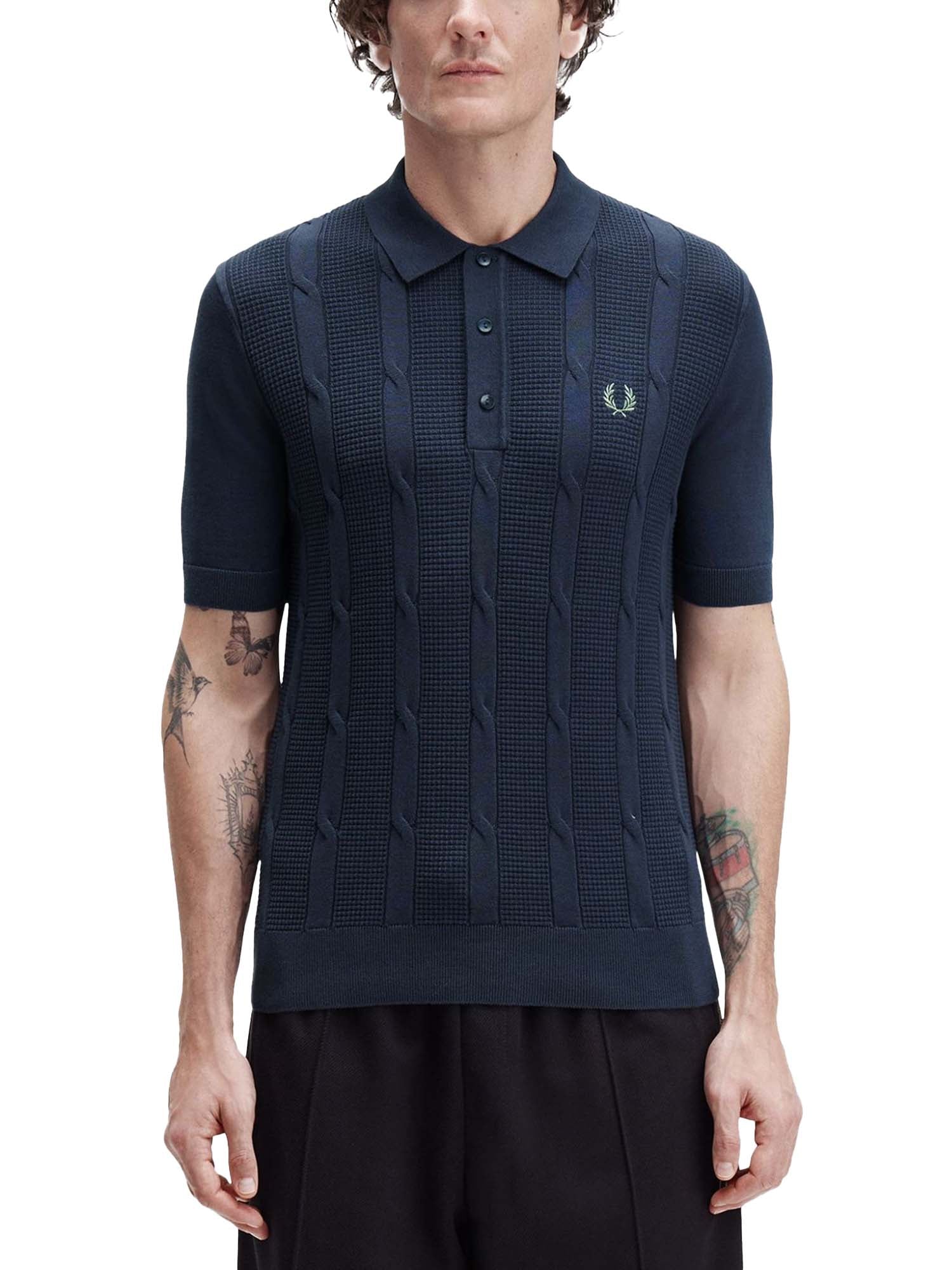 Fred Perry Polo in maglia a trecce textured Blu