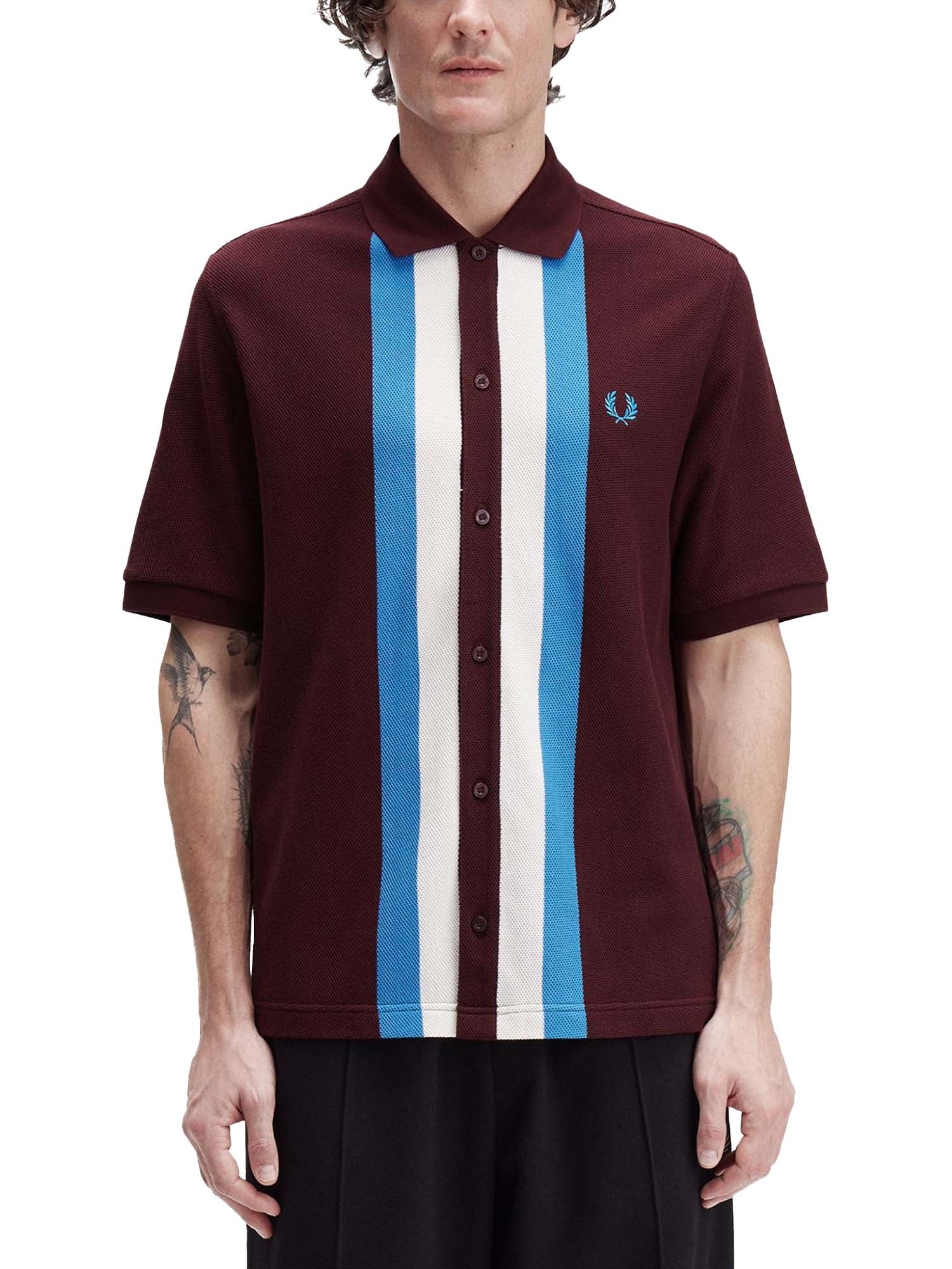 Fred Perry Polo a pannelli con bottoni Bordeaux