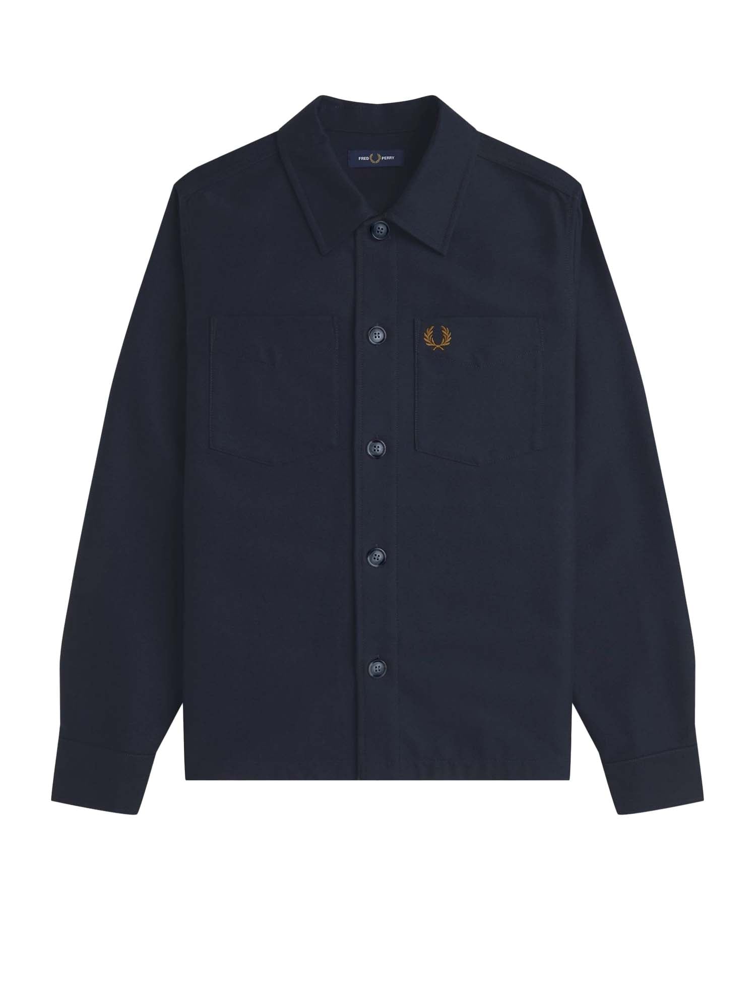 Fred Perry Overshirt in twill spazzolato Blu