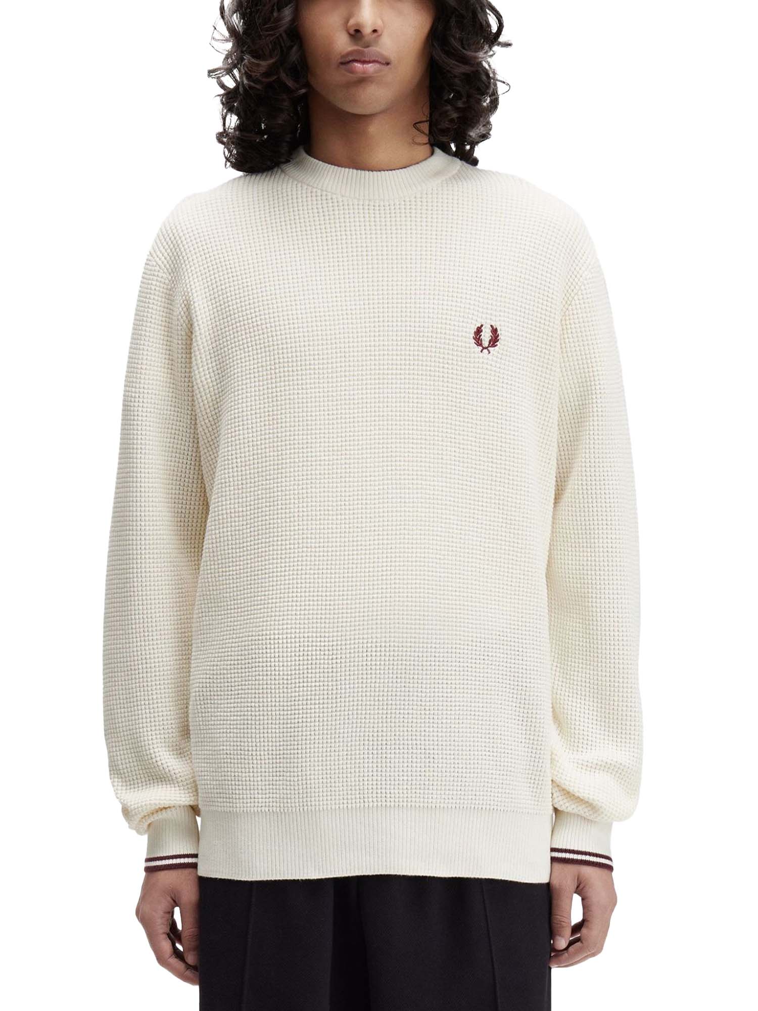 Fred Perry Maglione Con Lavorazione Goffrata Bianco