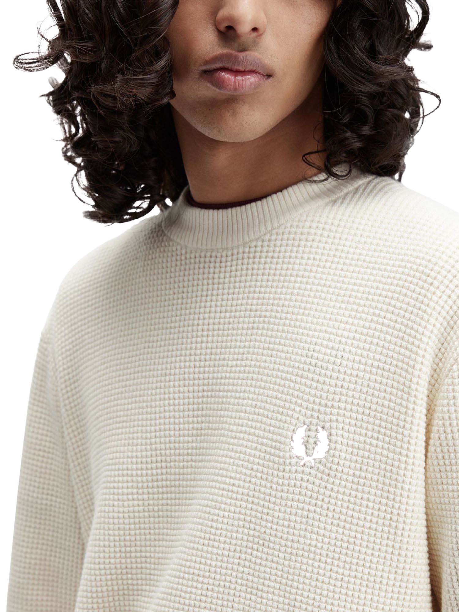 Fred Perry Maglione Con Lavorazione Goffrata Bianco